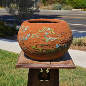 Vintage Mexican Terracotta Planter Pot Hand Painted Rustic Clay Garden 11"