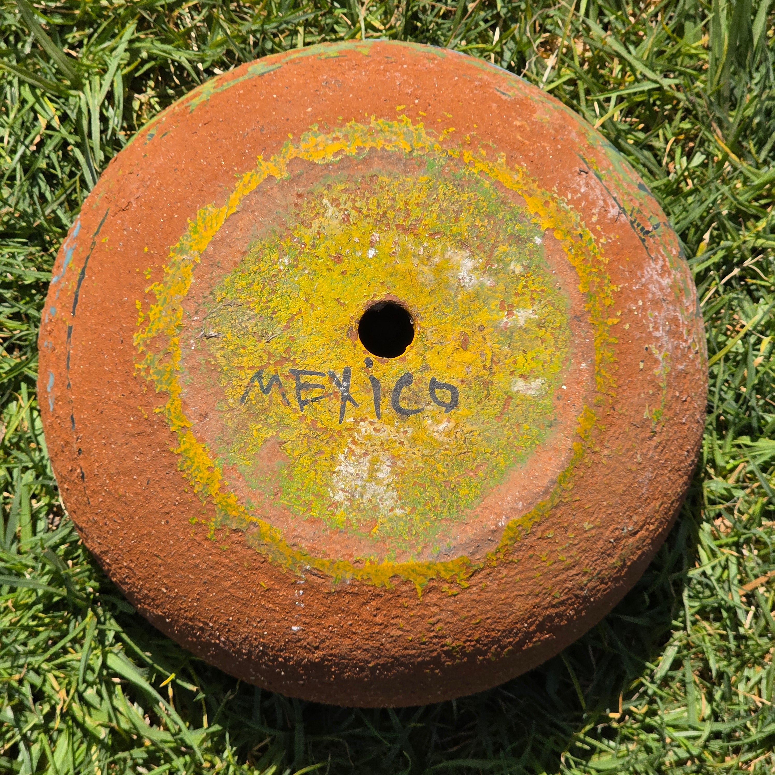 Vintage Mexican Terracotta Planter Pot Hand Painted Rustic Clay Garden 11"