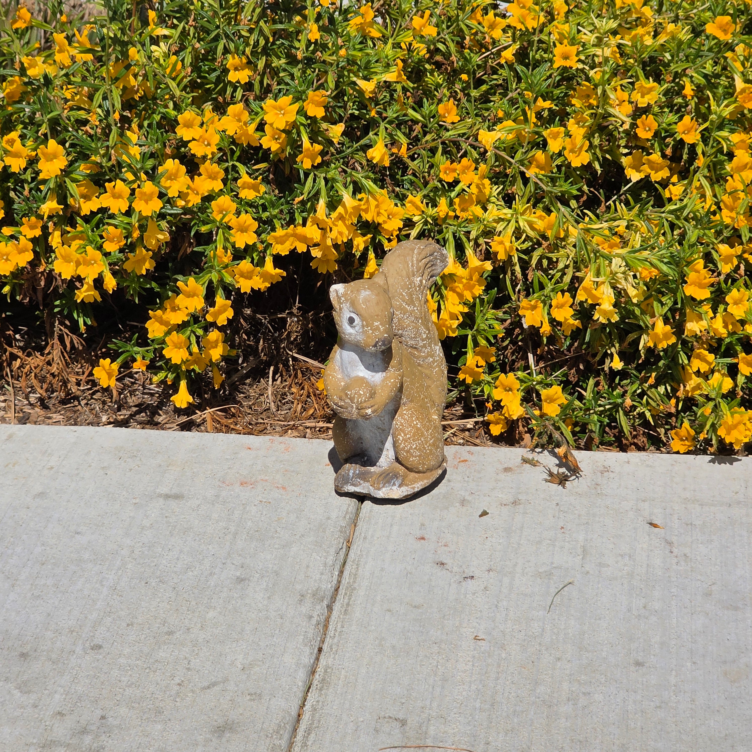 Vintage Concrete Squirrel Statue Cement Garden Ornament Walnut Nut Woodland Yard