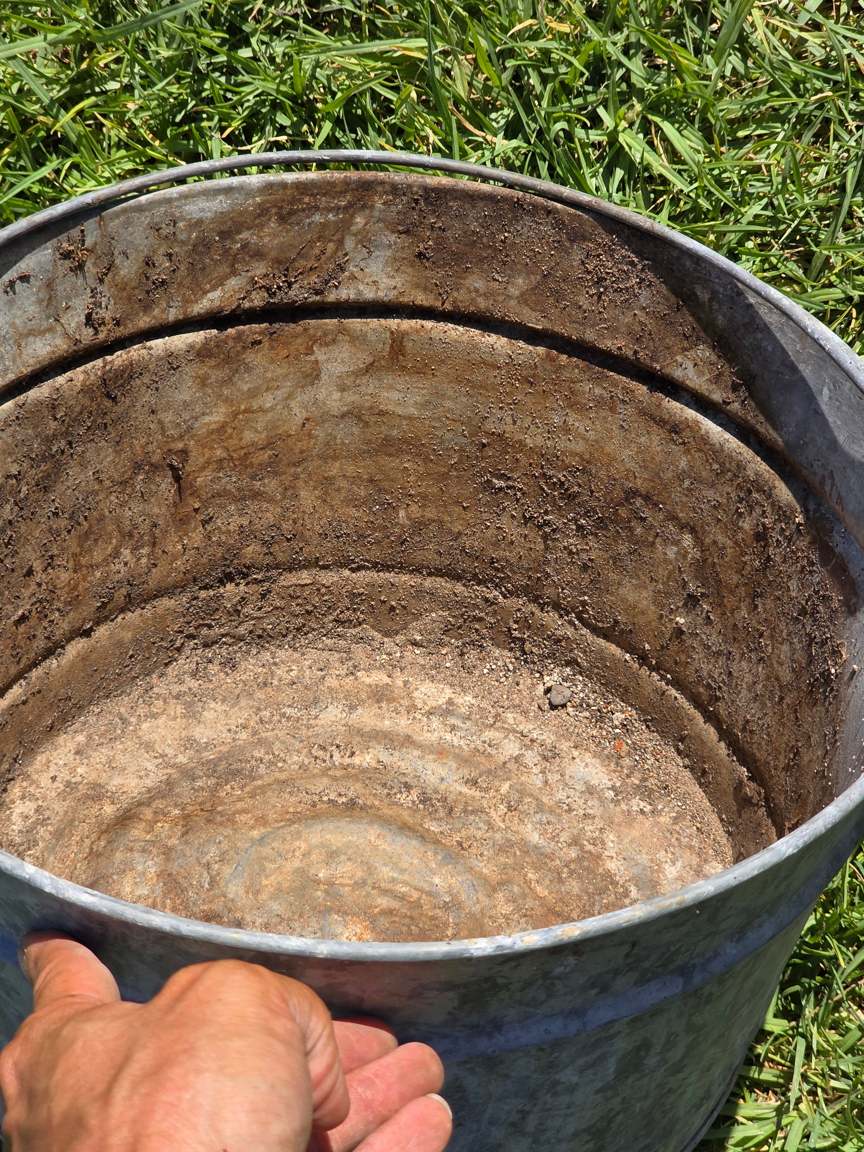 Share Vintage Galvanized Metal Bucket Wash Tub Planter Rustic Farmhouse 14"