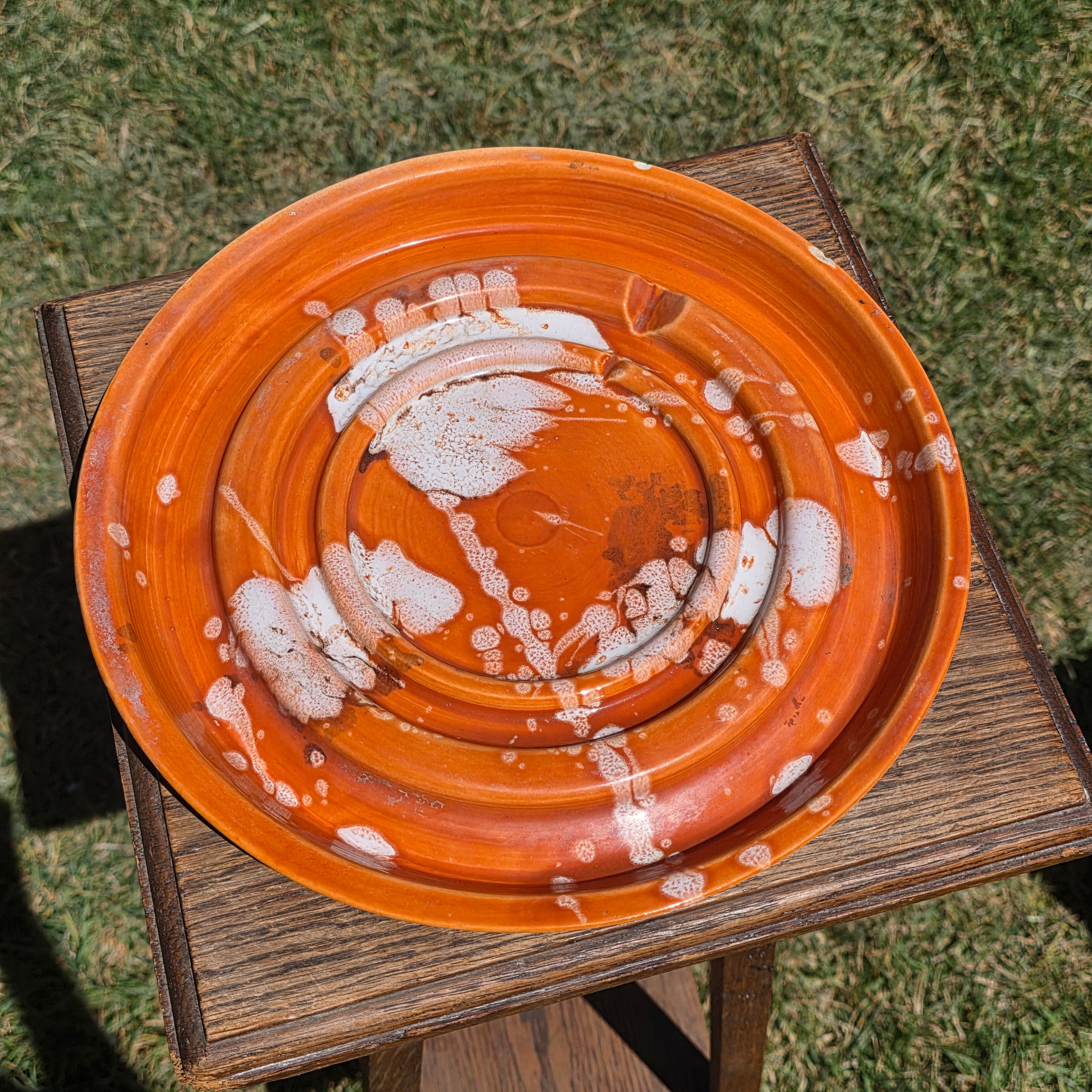 Vtg 1977 California Pottery Planter Pot Saucer Set CJ10 Drip Glaze Gainey Style