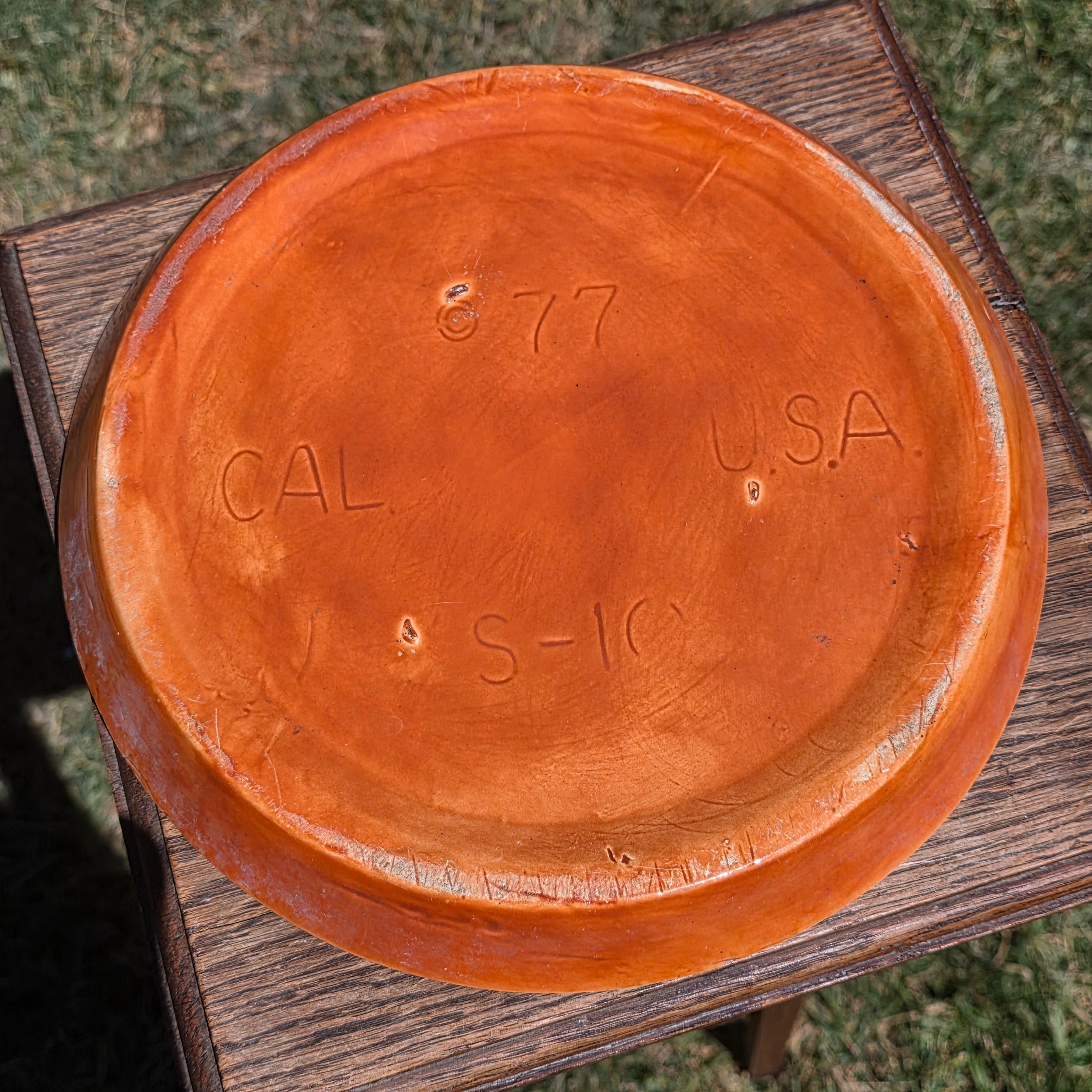 Vtg 1977 California Pottery Planter Pot Saucer Set CJ10 Drip Glaze Gainey Style