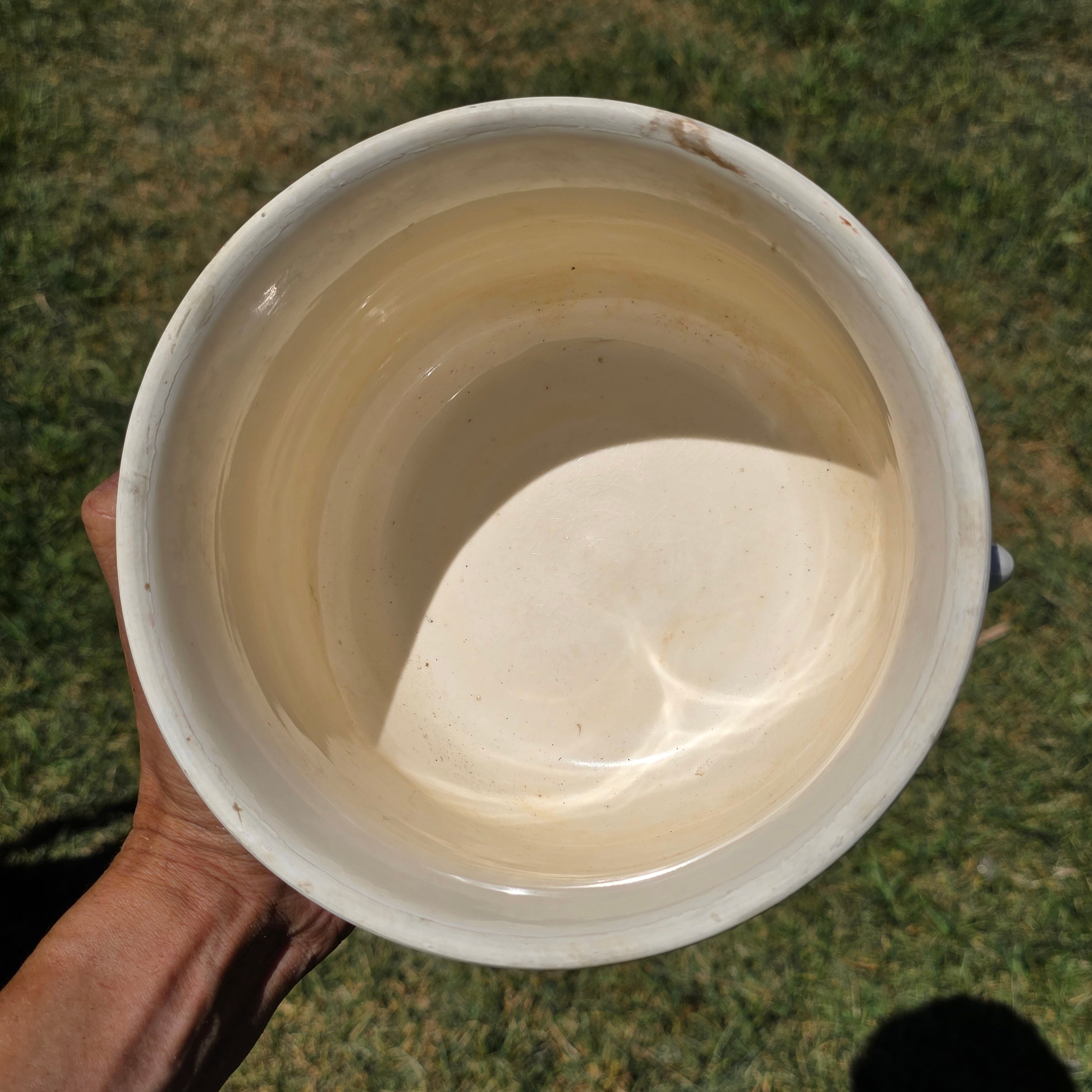 Vintage Czecho-Slovakia White Pottery Planter Cachepot Jardiniere Leaf Handles