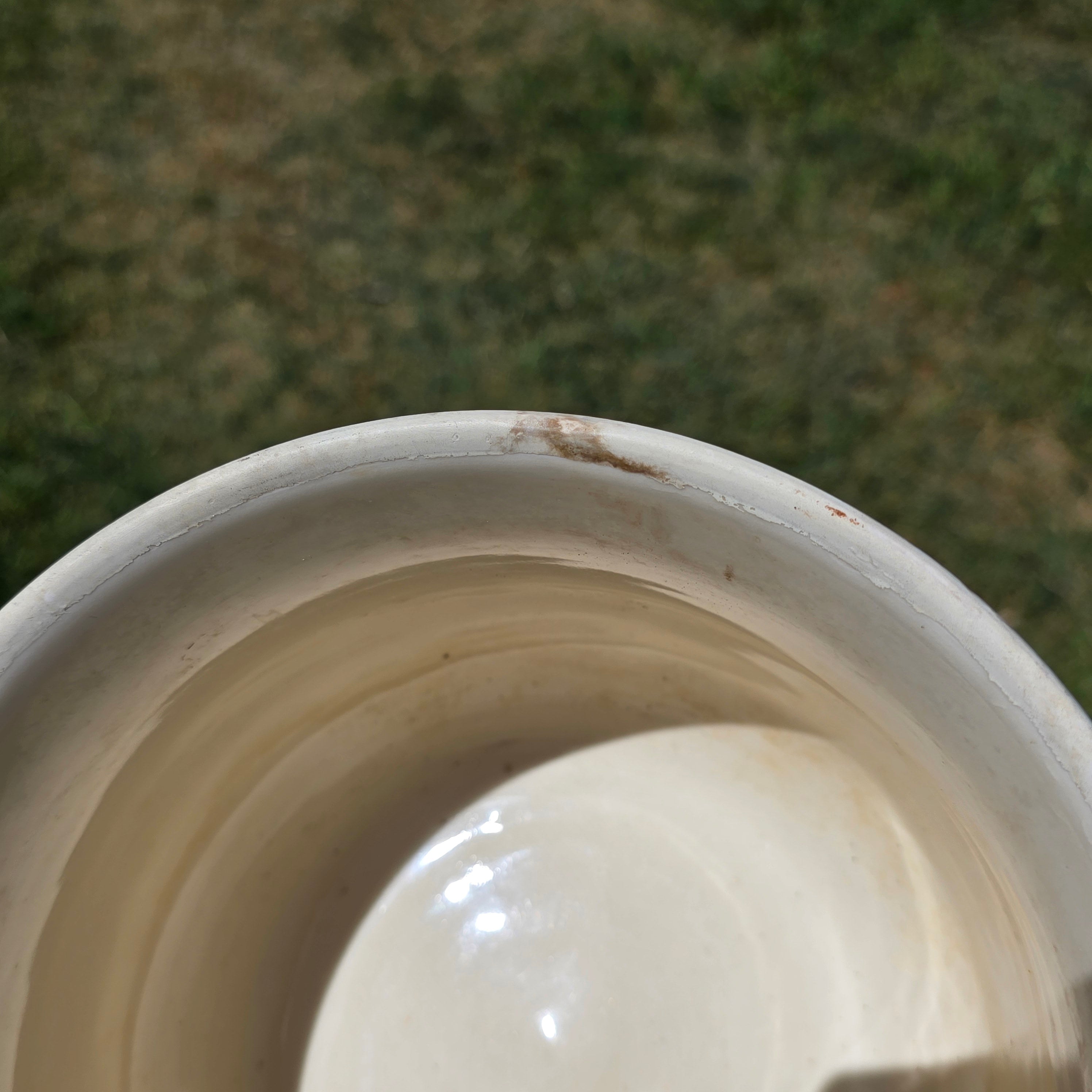 Vintage Czecho-Slovakia White Pottery Planter Cachepot Jardiniere Leaf Handles