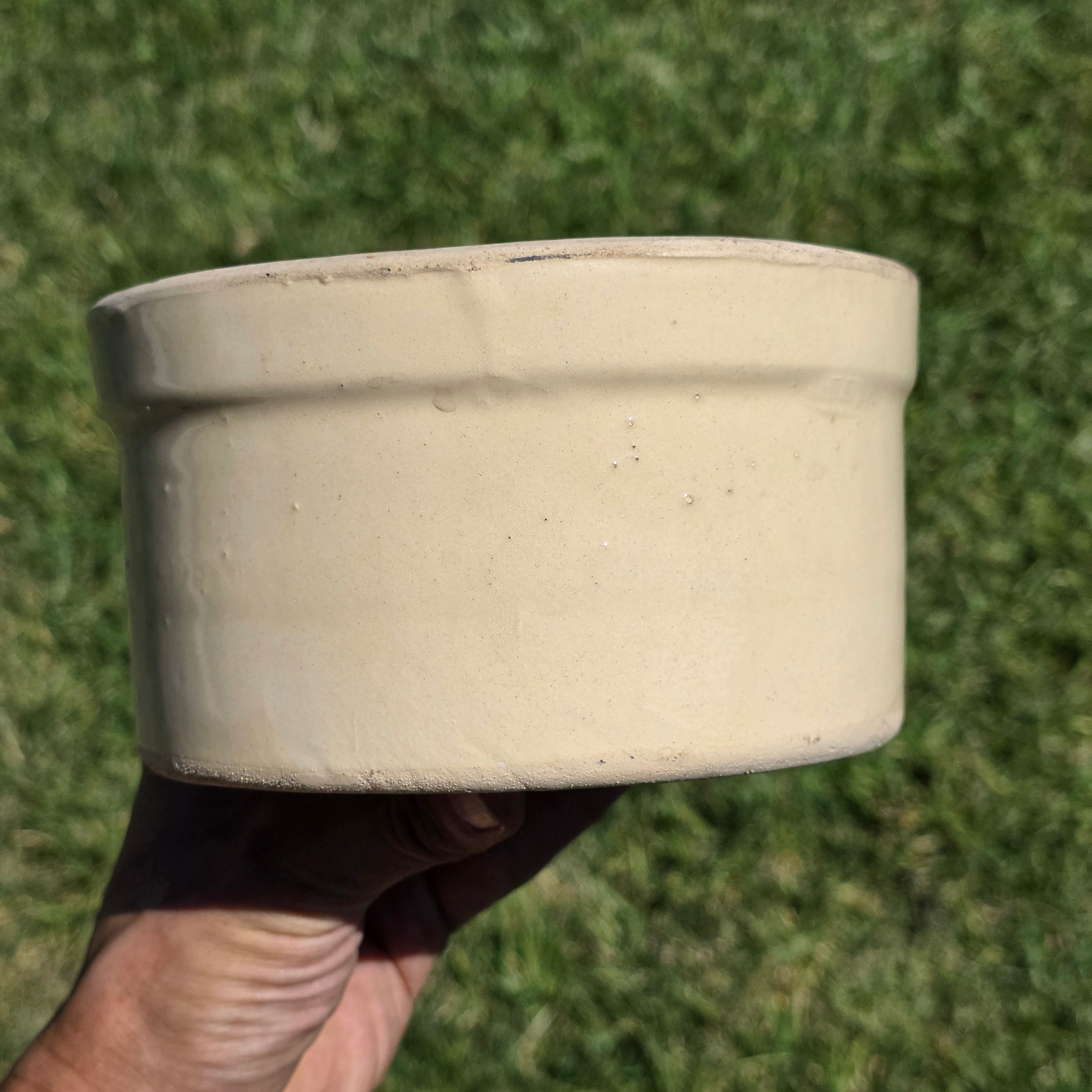 Vintage Stoneware Crock Bowl Beige Tan Farmhouse Planter Unmarked ＃2 6" x 3.5"