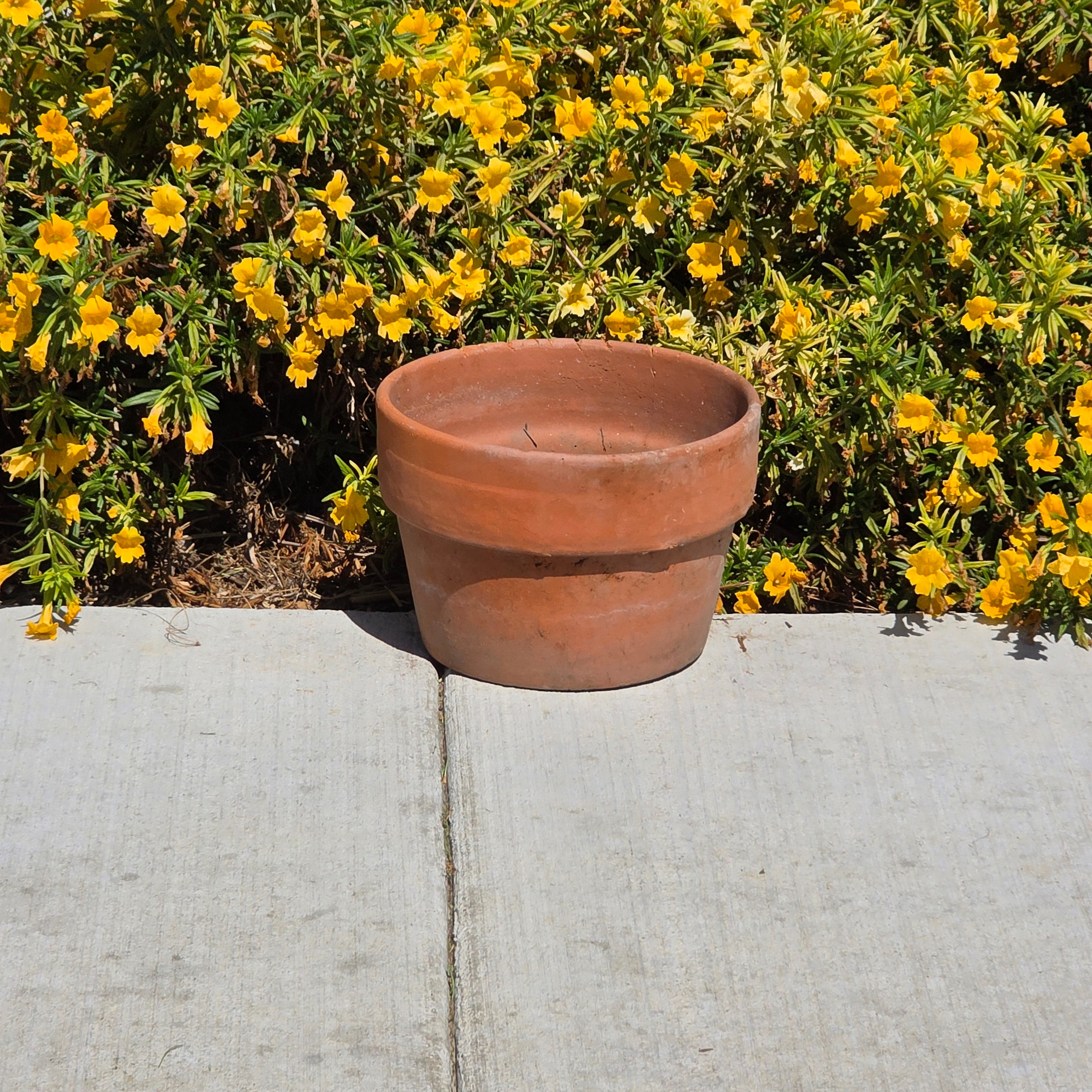 Vintage Terracotta Planter Pot Orange Clay Garden Rustic Stepped Rim Flowerpot 10"