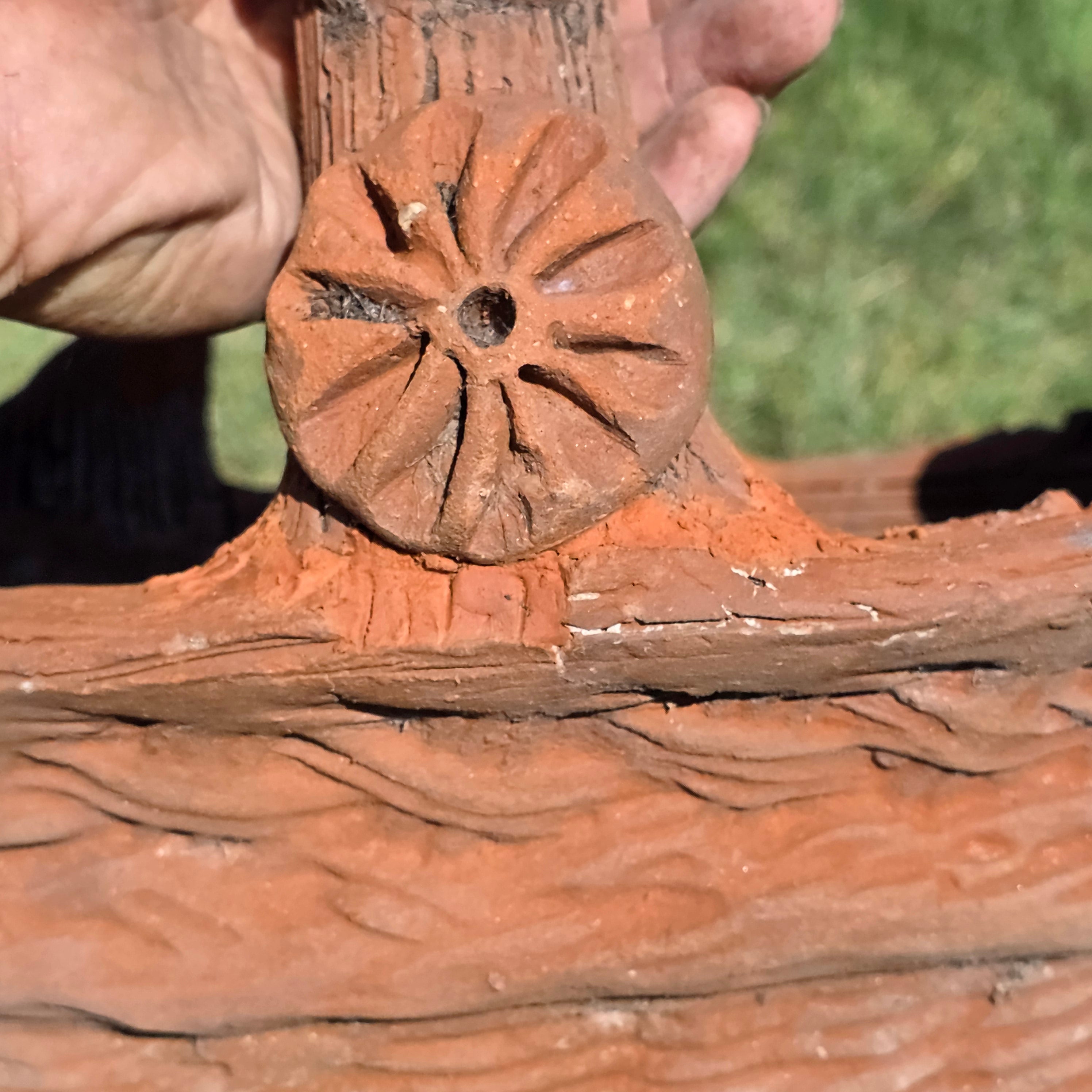 Vintage Large Terracotta Clay Woven Basket Planter Mexican Folk Art Floral Pot (AS-IS)