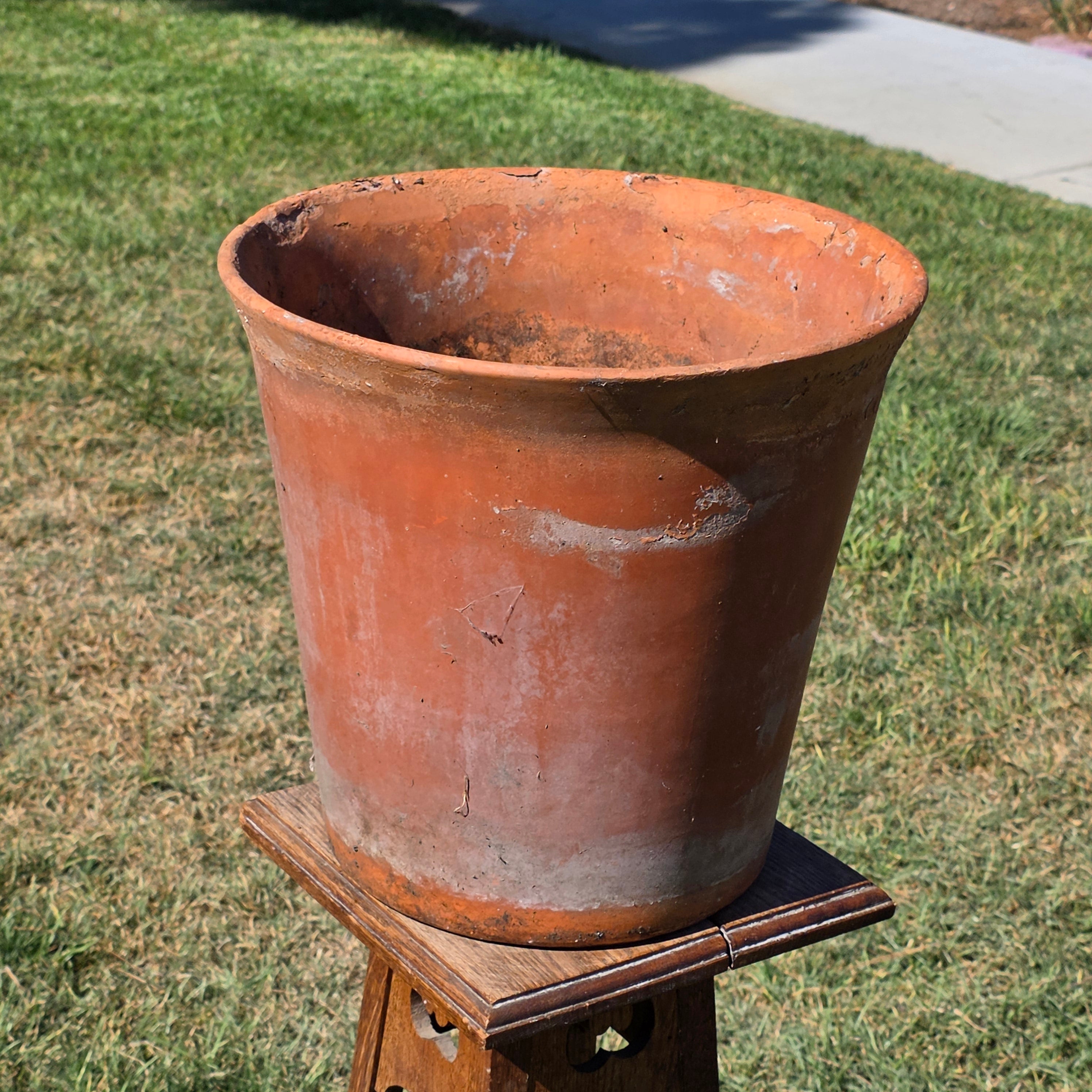 Vintage Large Terracotta Planter Pot Rustic Weathered Unglazed Garden 14.75in