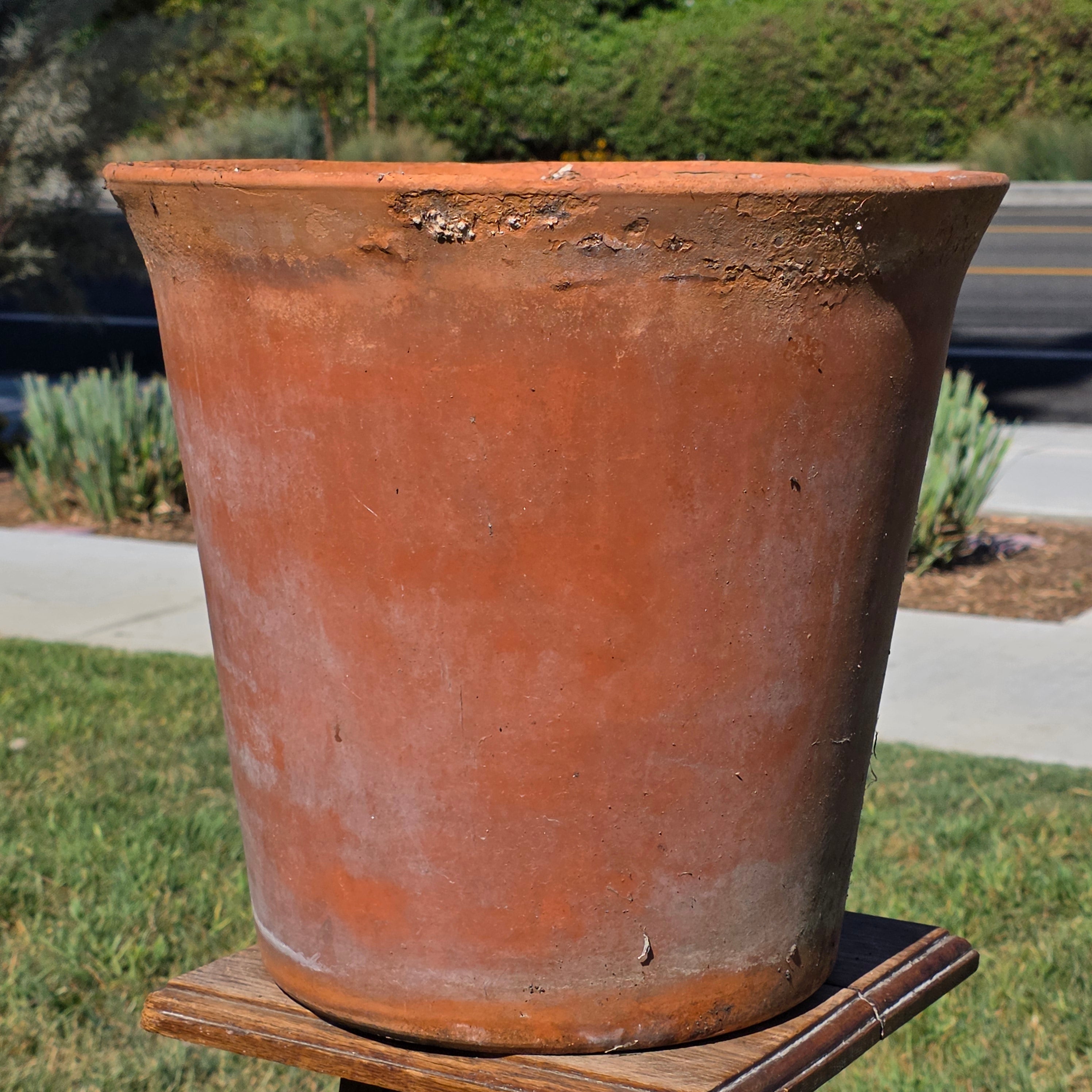 Vintage Large Terracotta Planter Pot Rustic Weathered Unglazed Garden 14.75in