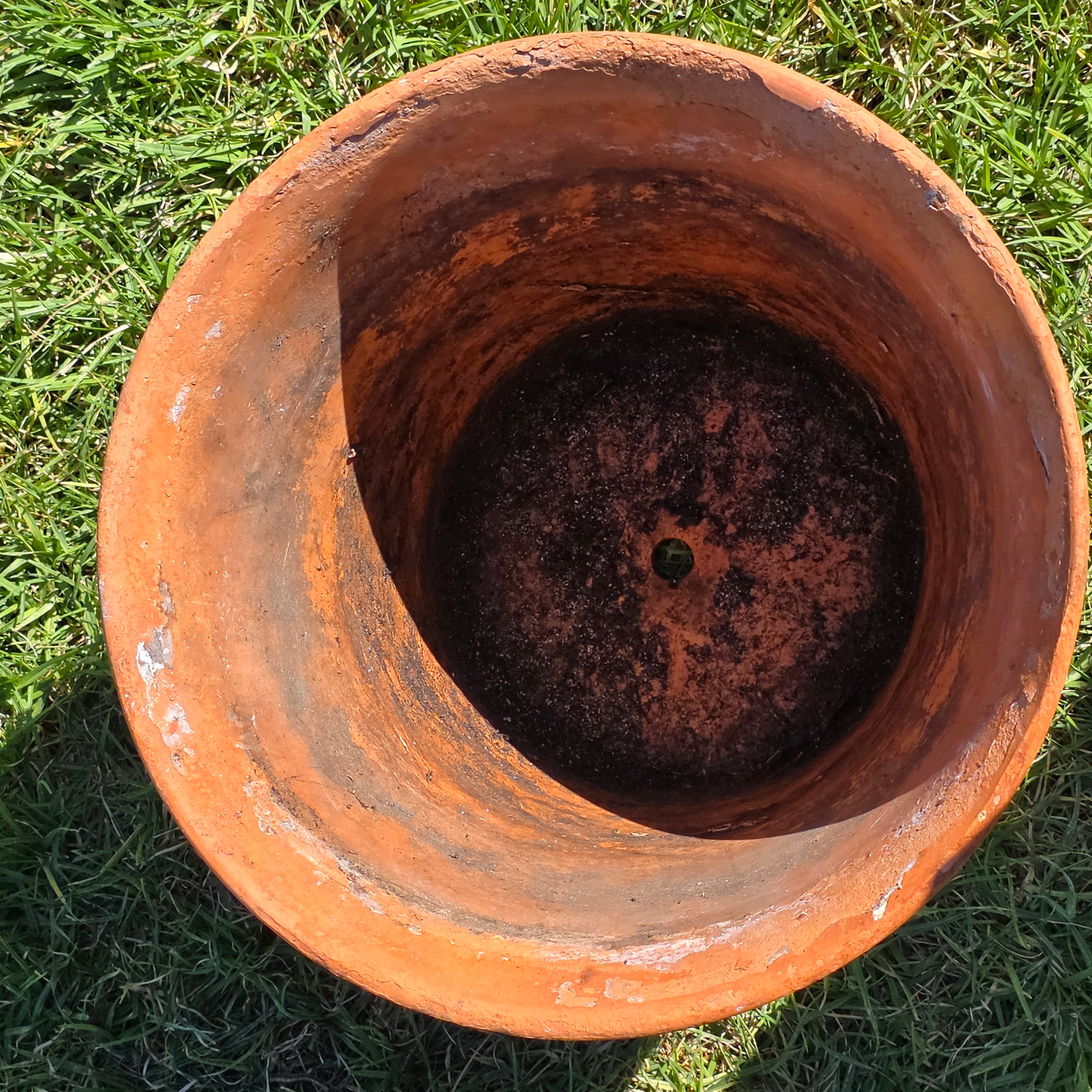 Vintage Large Terracotta Planter Pot Rustic Weathered Unglazed Garden 14.75in