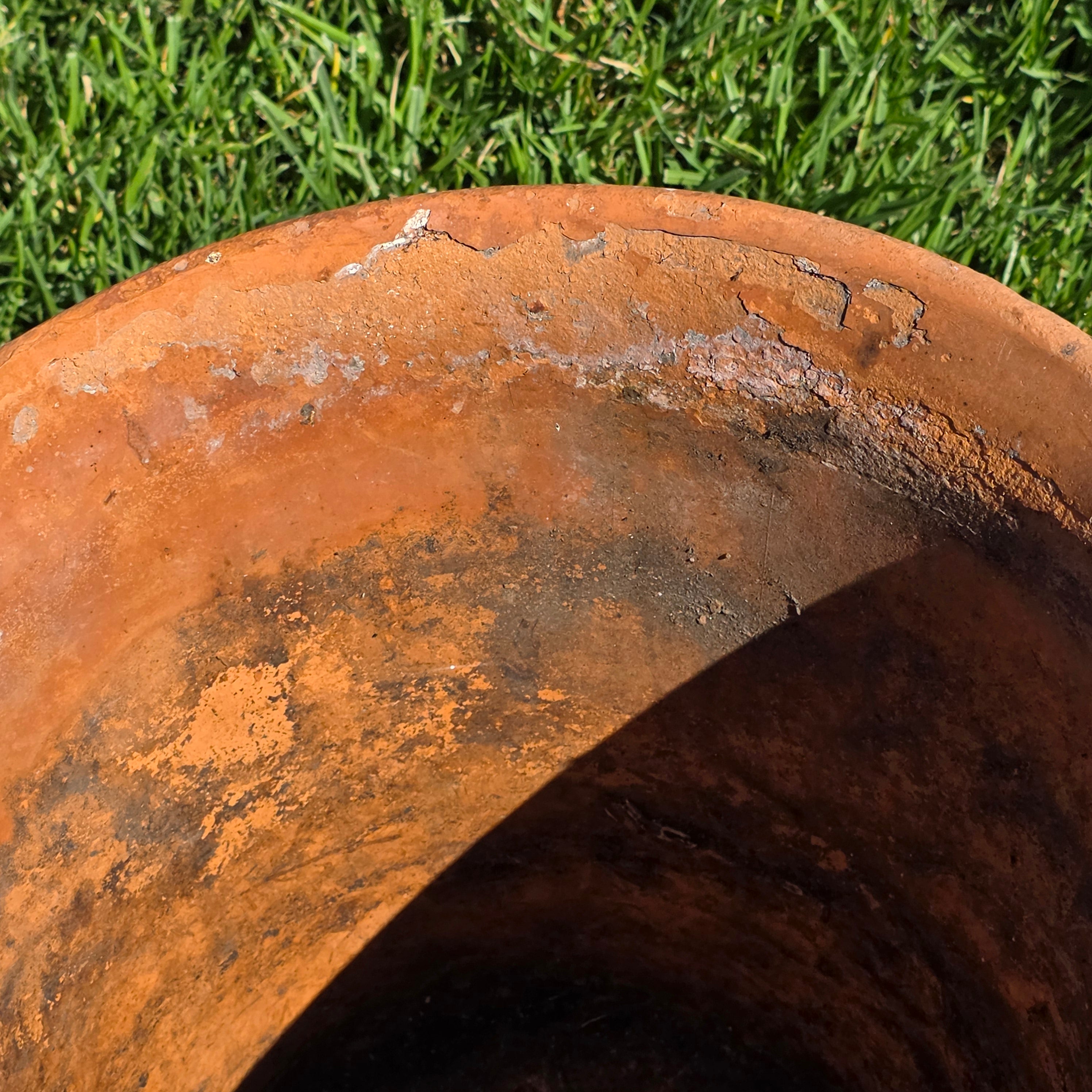 Vintage Large Terracotta Planter Pot Rustic Weathered Unglazed Garden 14.75in