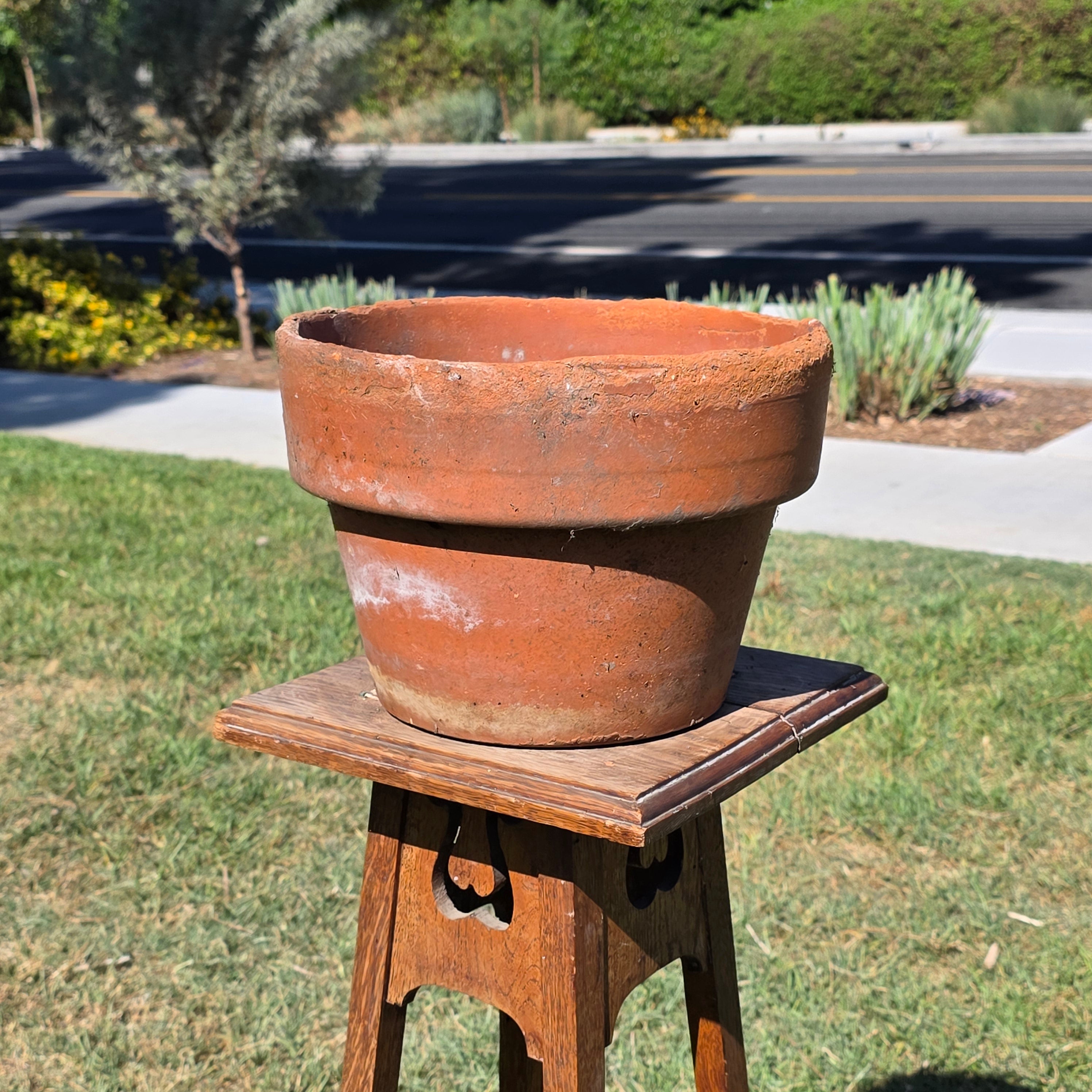 Vintage Rustic Terracotta Brown Round Planter Pot Garden Farmhouse 11.25in