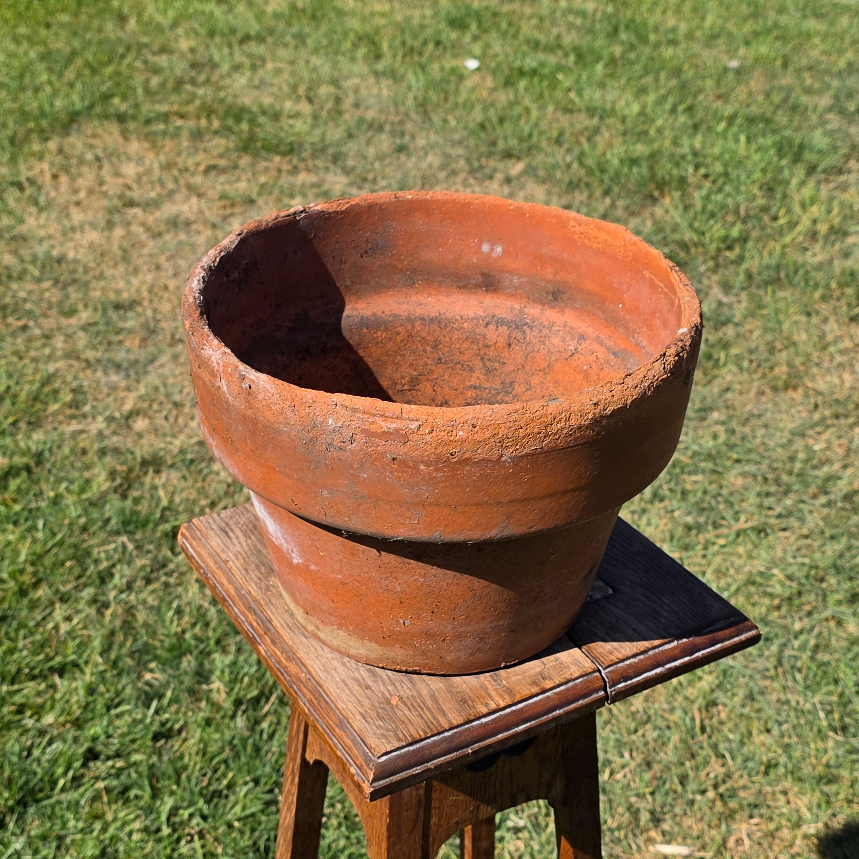 Vintage Rustic Terracotta Brown Round Planter Pot Garden Farmhouse 11.25in