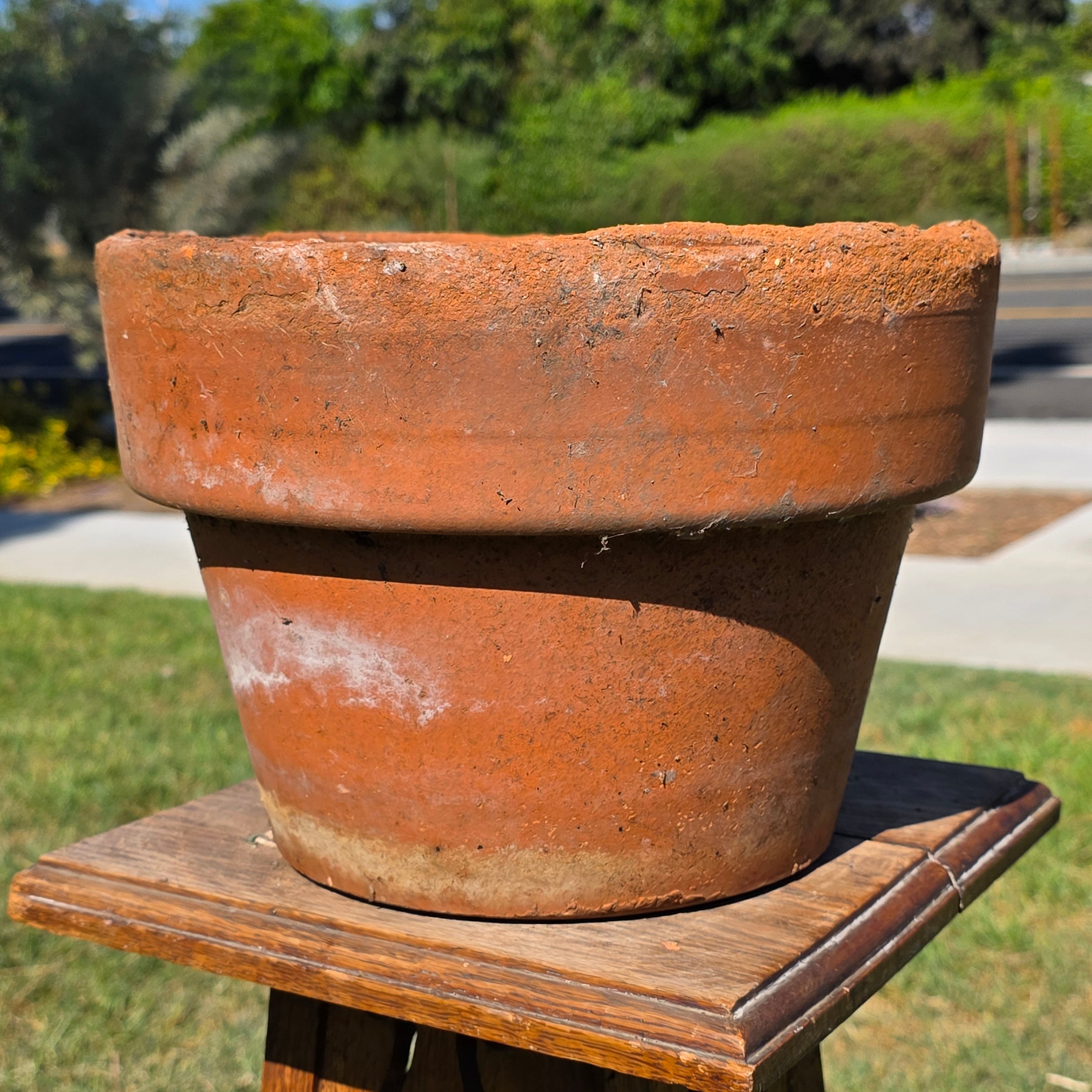 Vintage Rustic Terracotta Brown Round Planter Pot Garden Farmhouse 11.25in
