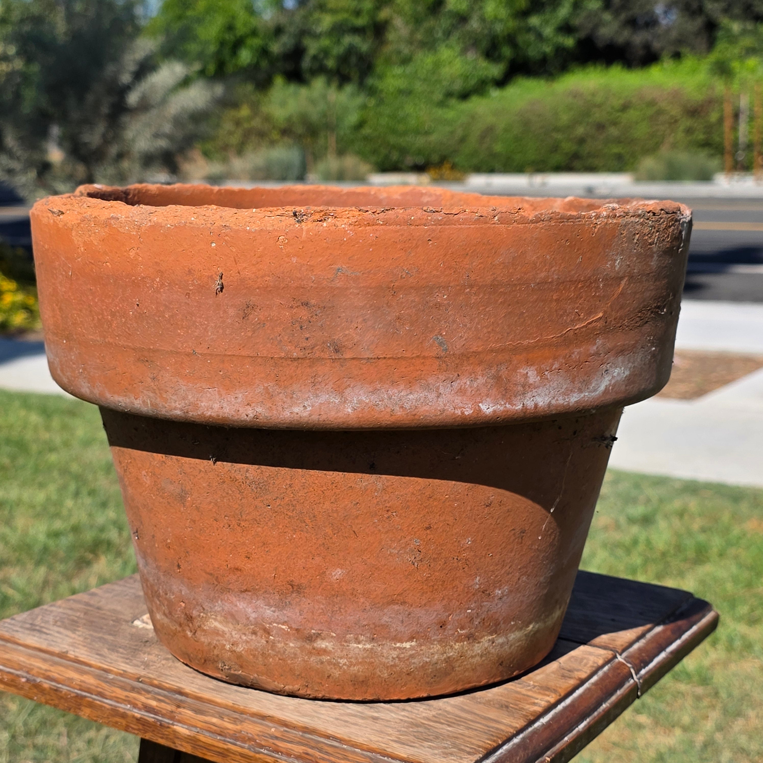 Vintage Rustic Terracotta Brown Round Planter Pot Garden Farmhouse 11.25in