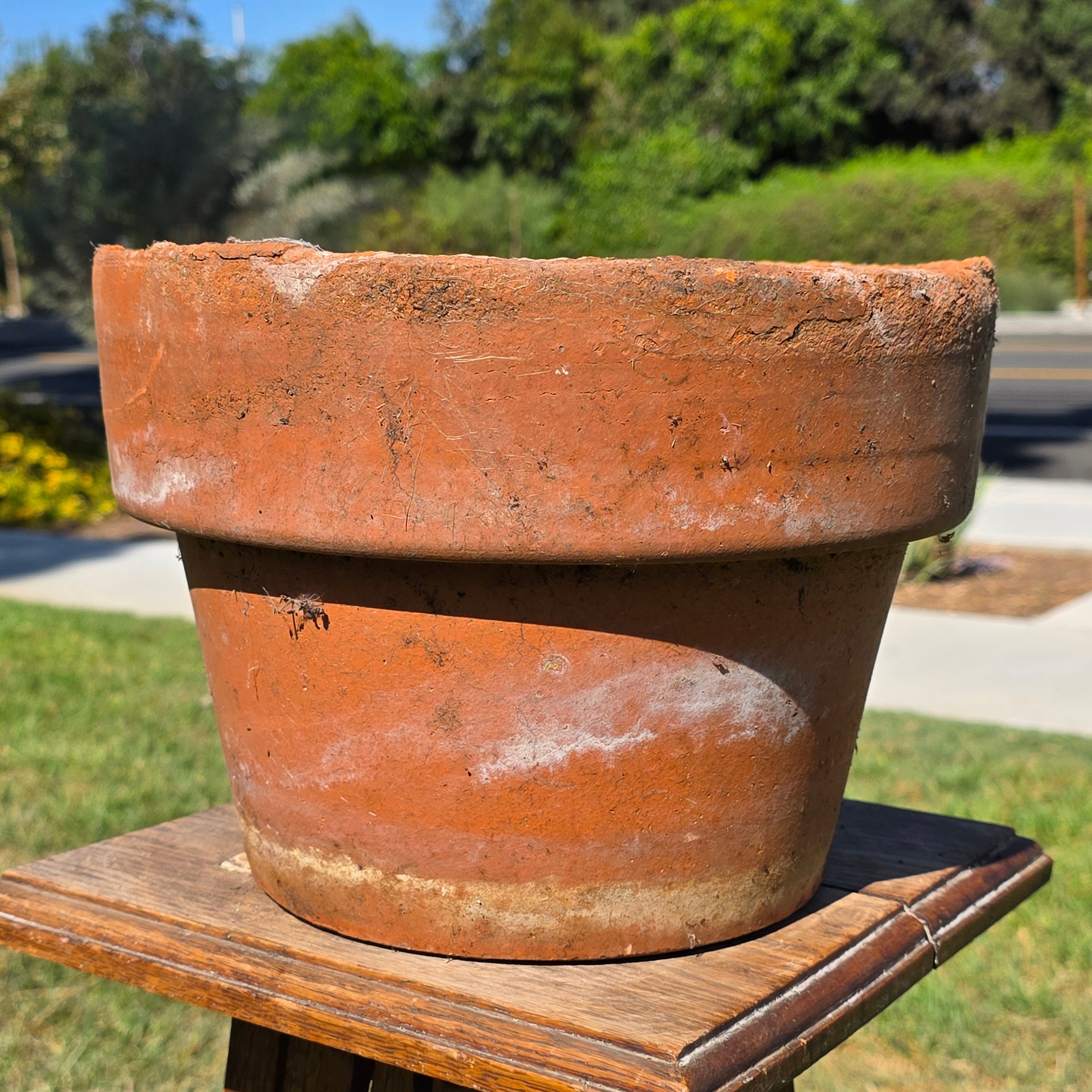Vintage Rustic Terracotta Brown Round Planter Pot Garden Farmhouse 11.25in