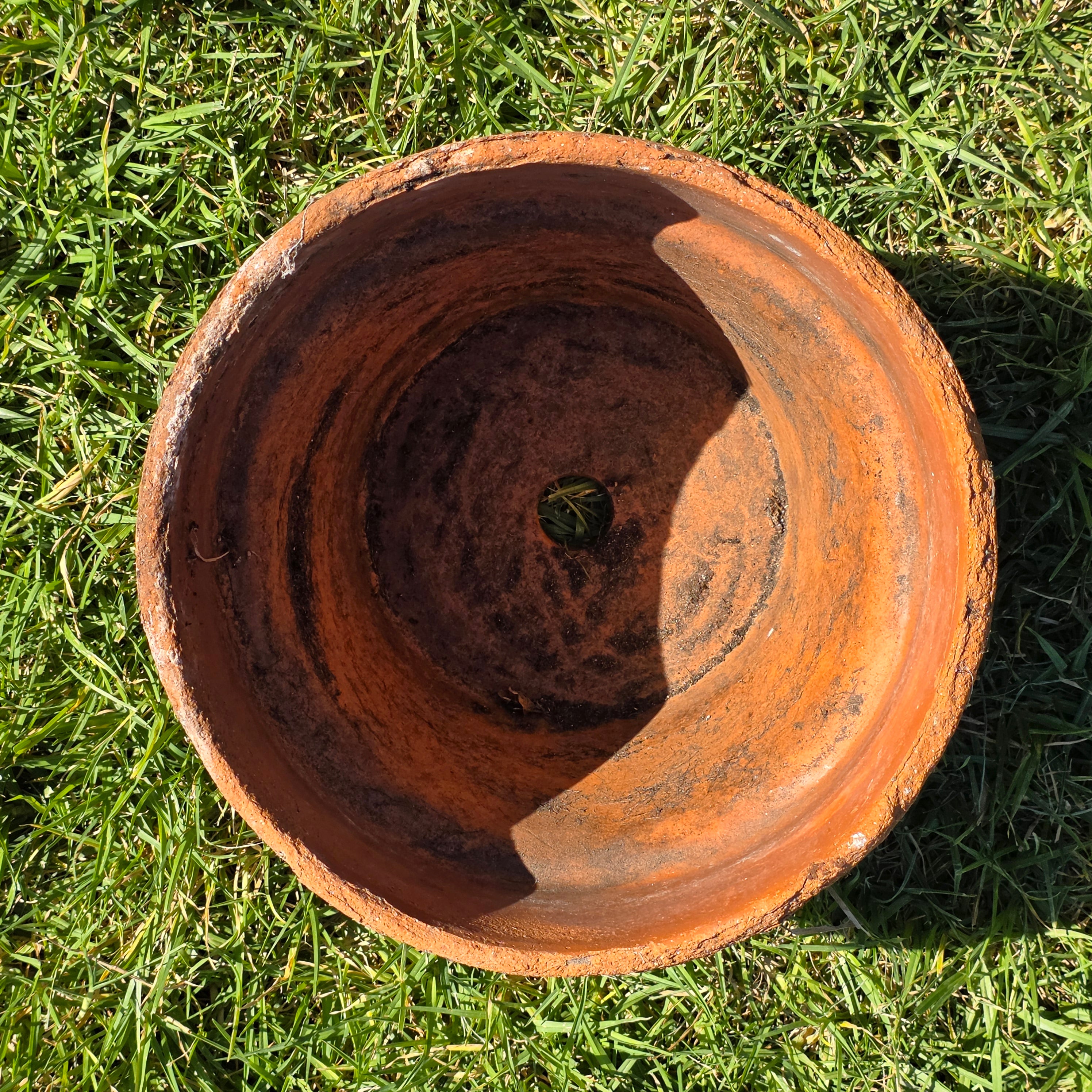 Vintage Rustic Terracotta Brown Round Planter Pot Garden Farmhouse 11.25in