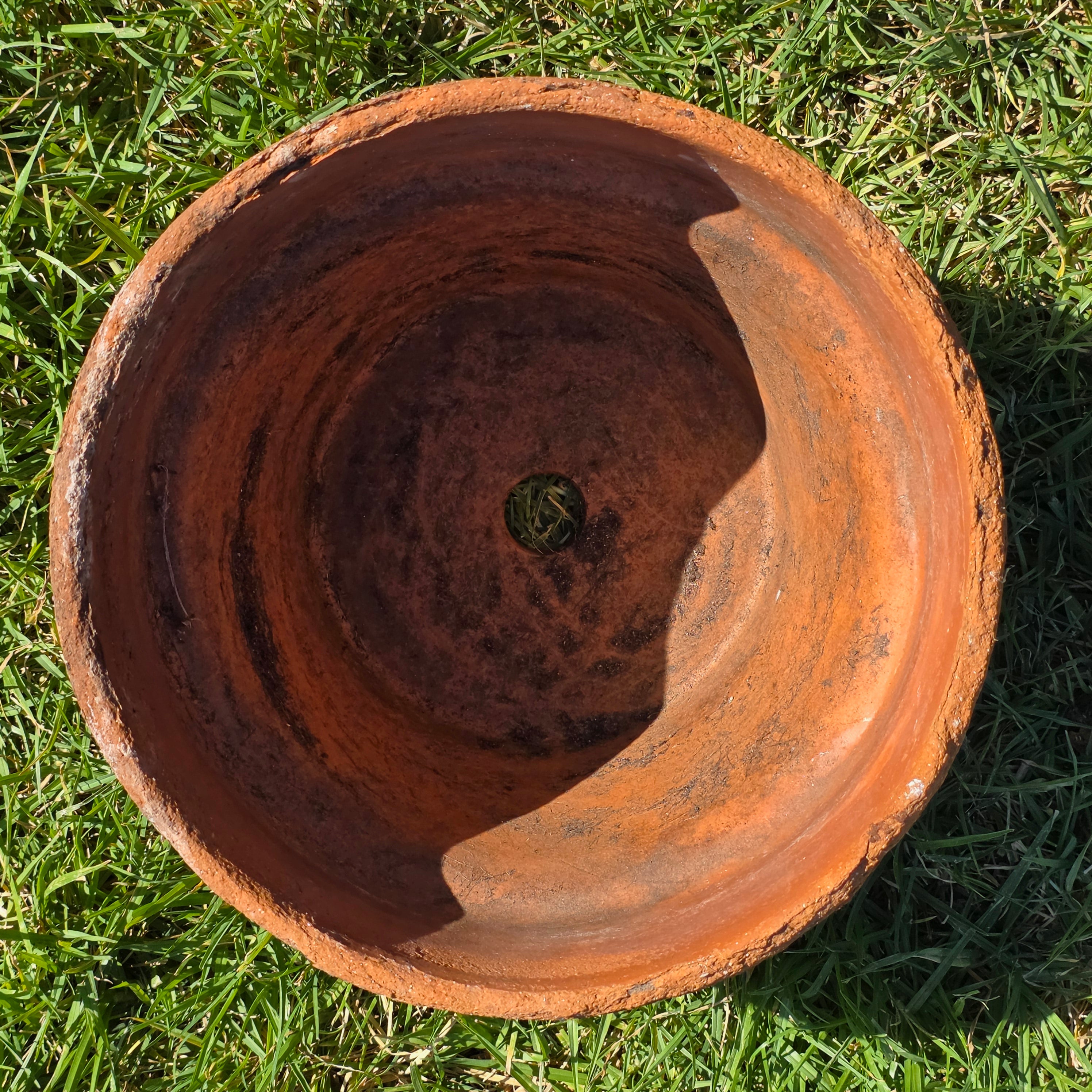 Vintage Rustic Terracotta Brown Round Planter Pot Garden Farmhouse 11.25in