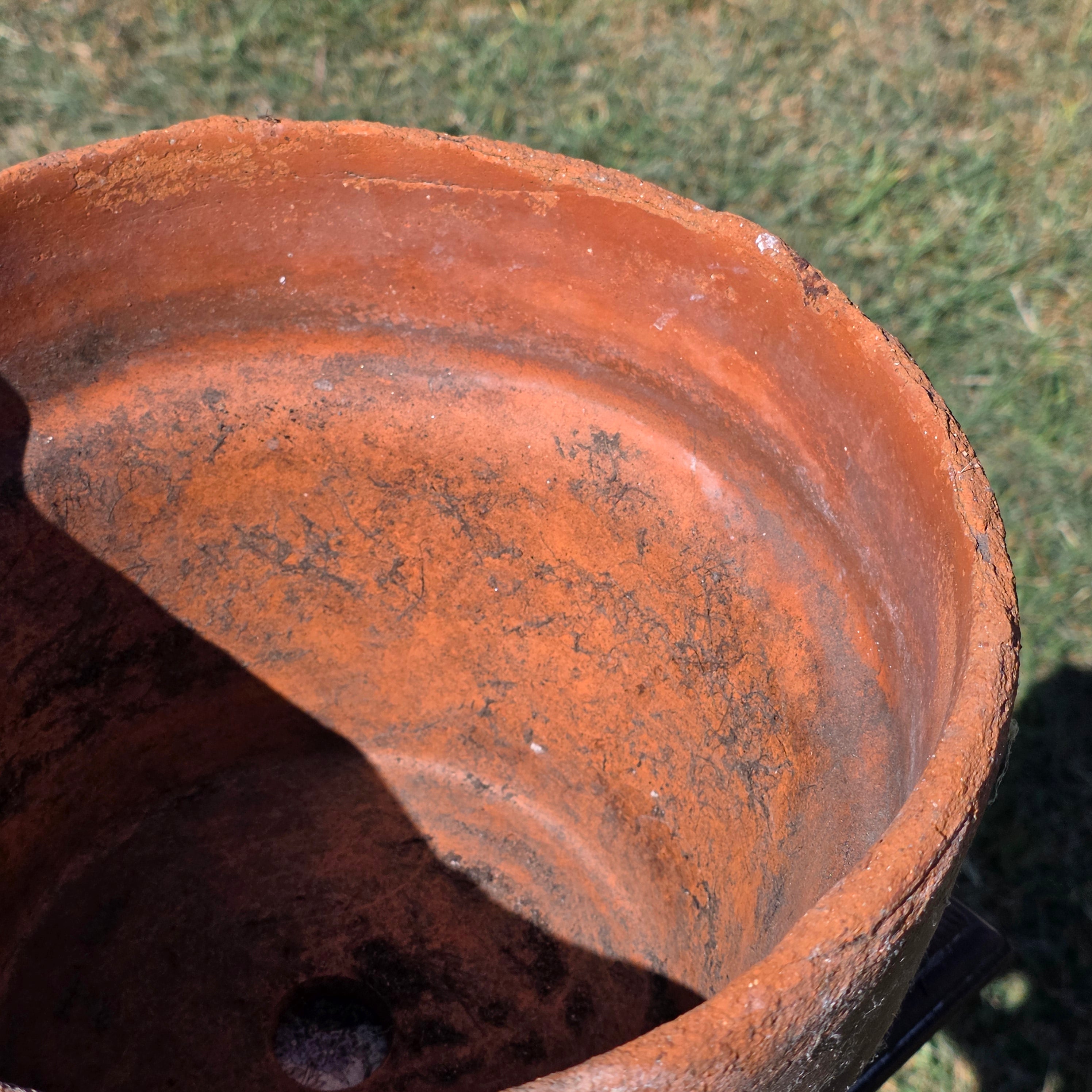 Vintage Rustic Terracotta Brown Round Planter Pot Garden Farmhouse 11.25in