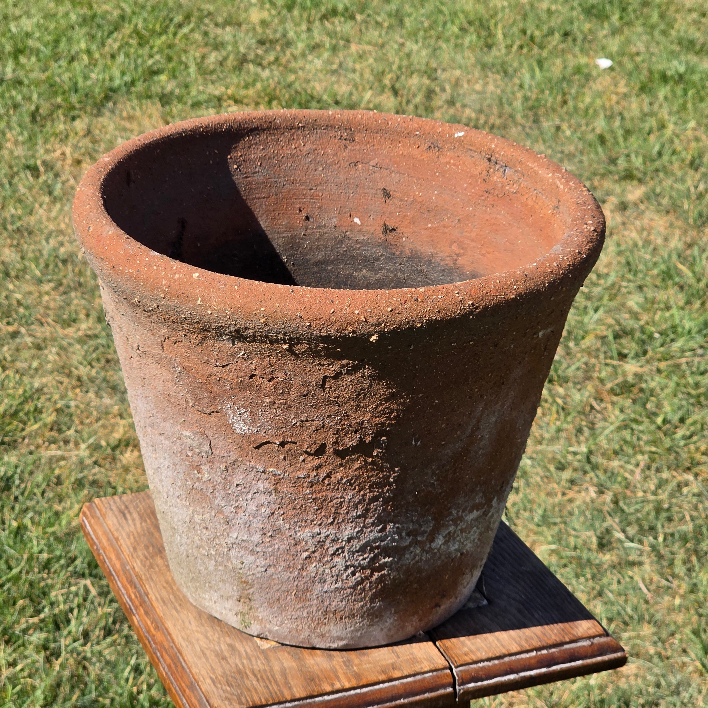 Vintage Weathered Terracotta Clay Planter Pot Rustic Garden Wabi-Sabi 12.5"