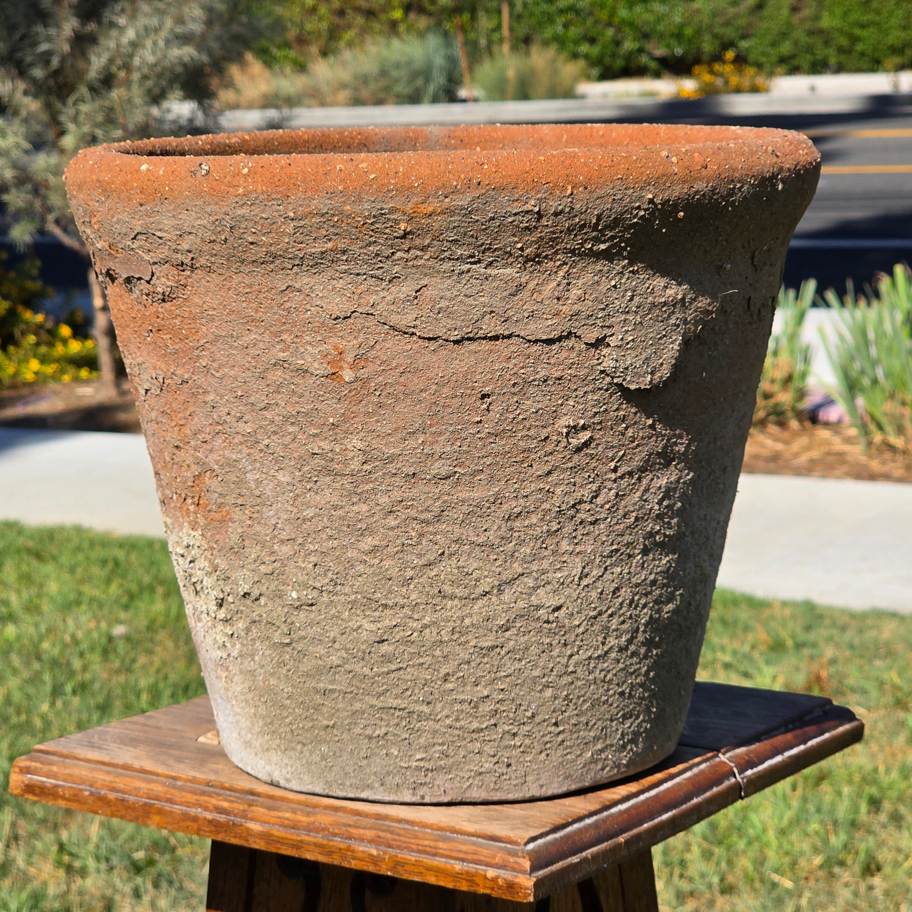 Vintage Weathered Terracotta Clay Planter Pot Rustic Garden Wabi-Sabi 12.5"