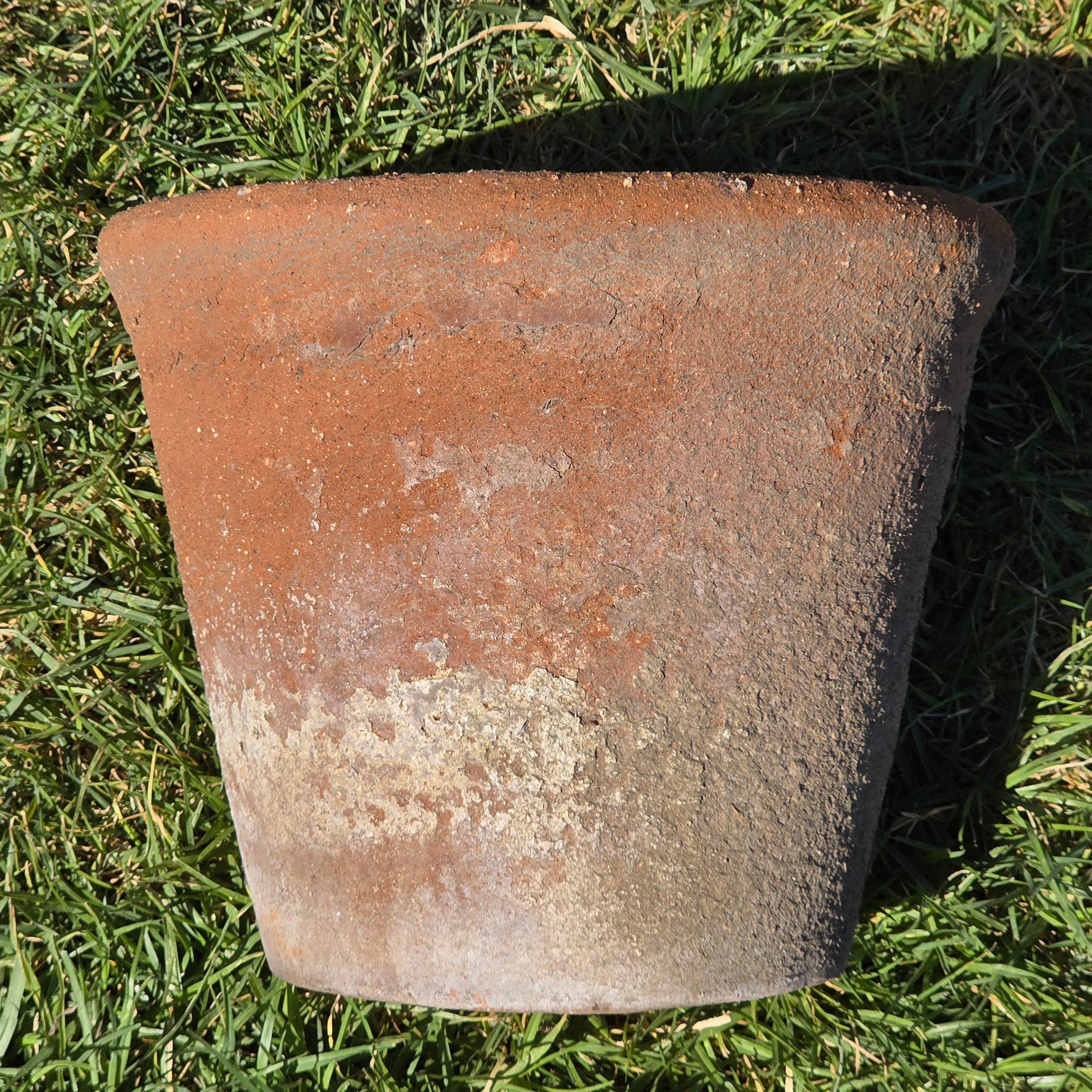 Vintage Weathered Terracotta Clay Planter Pot Rustic Garden Wabi-Sabi 12.5"