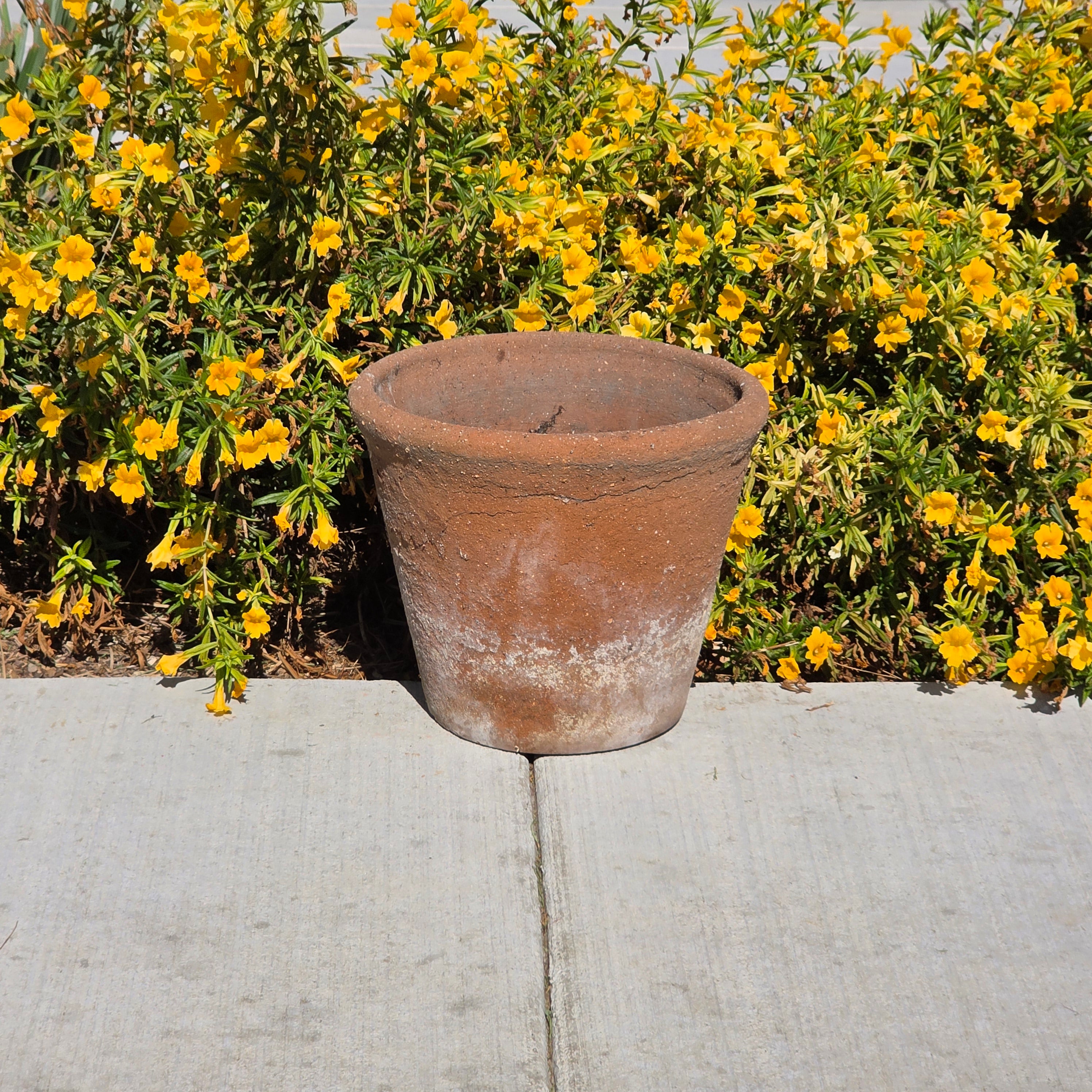 Vintage Weathered Terracotta Clay Planter Pot Rustic Garden Wabi-Sabi 12.5"