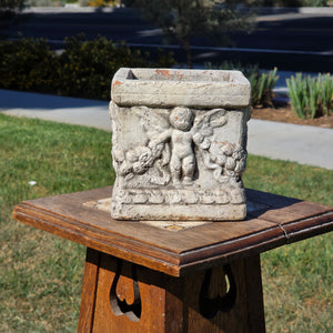 Vintage Terracotta Cherub Planter Square Clay Cupid Angel Flower Pot Shabby