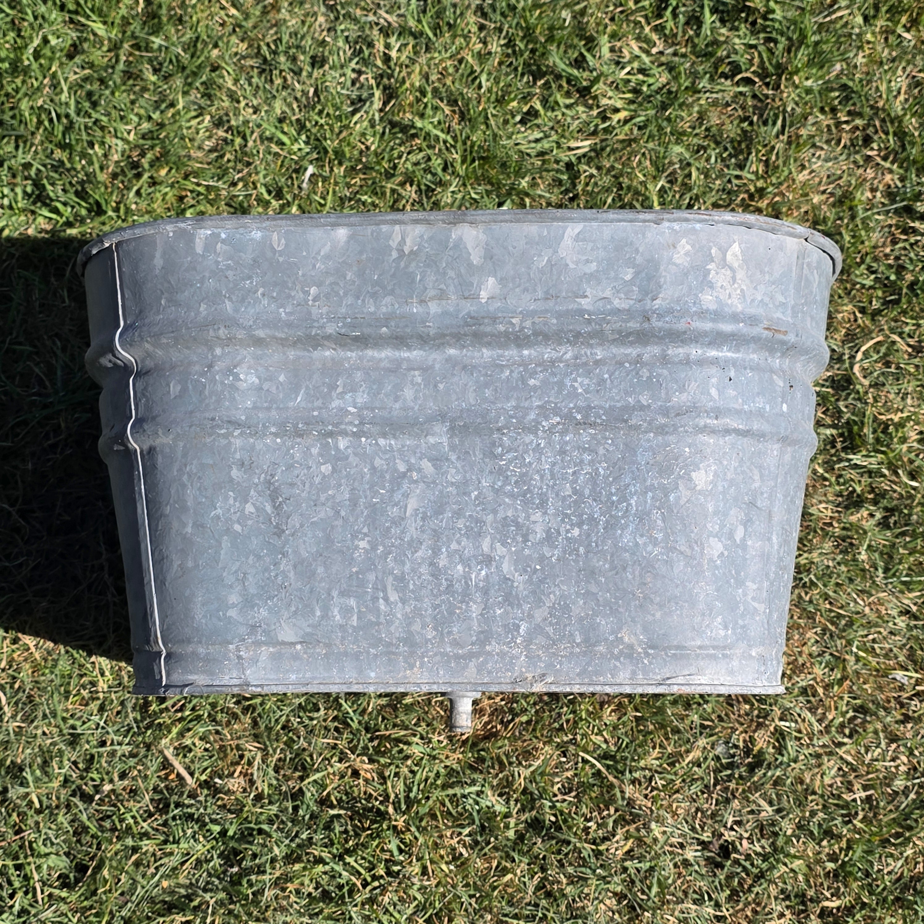 Vintage Galvanized Steel Square Wash Tub Large 20" Farmhouse Planter