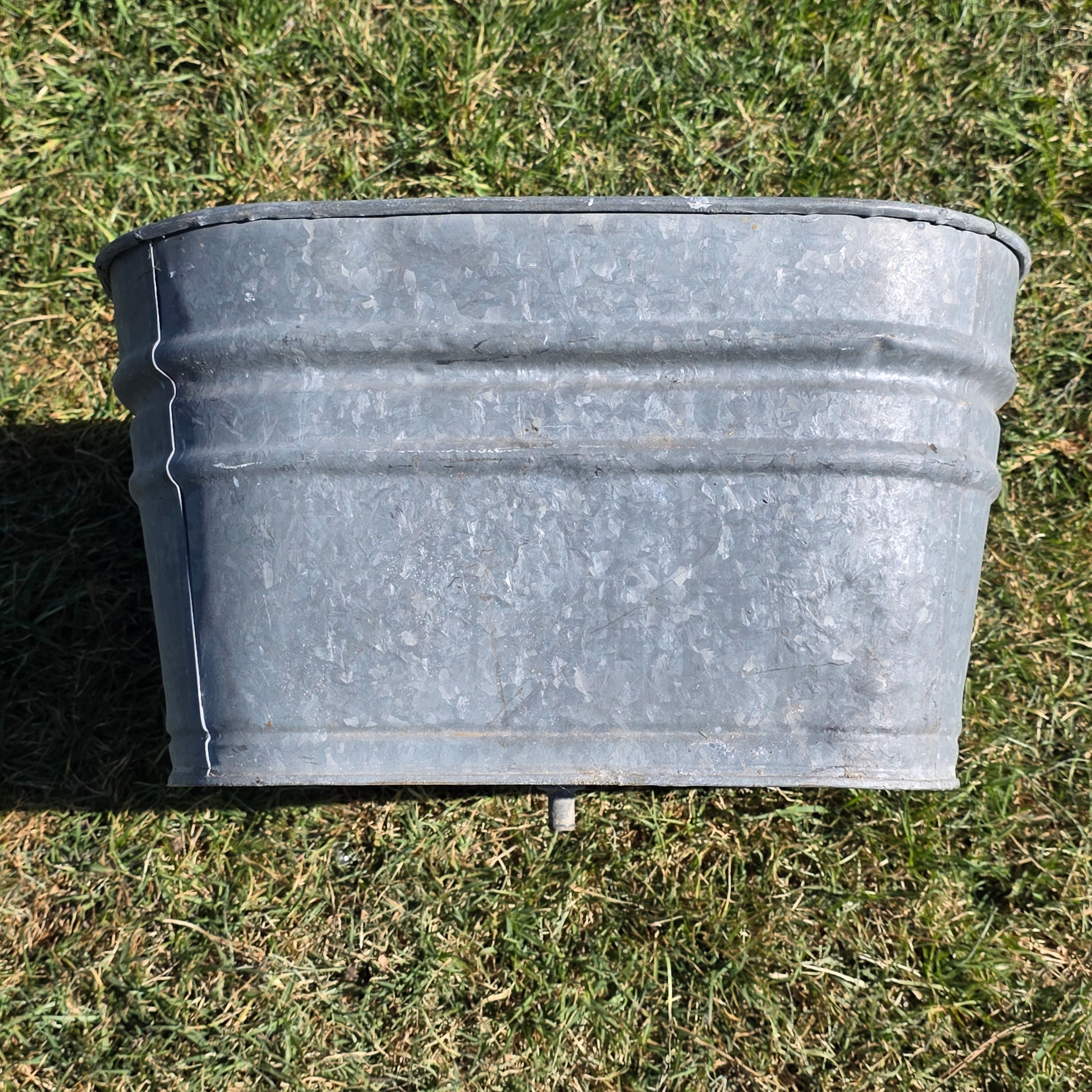 Vintage Galvanized Steel Square Wash Tub Large 20" Farmhouse Planter