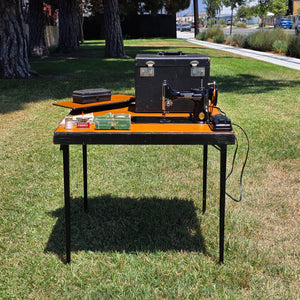 1948 Singer 221 Featherweight Sewing Machine Table Combo Set Case Box Black