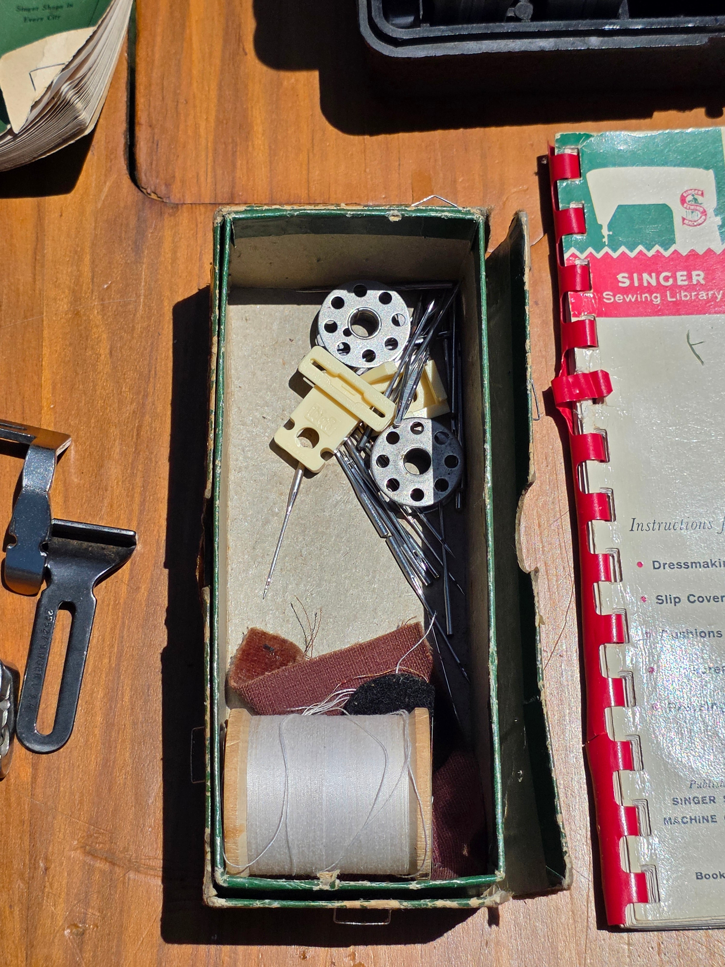 1948 Singer 221 Featherweight Sewing Machine Table Combo Set Case Box Black