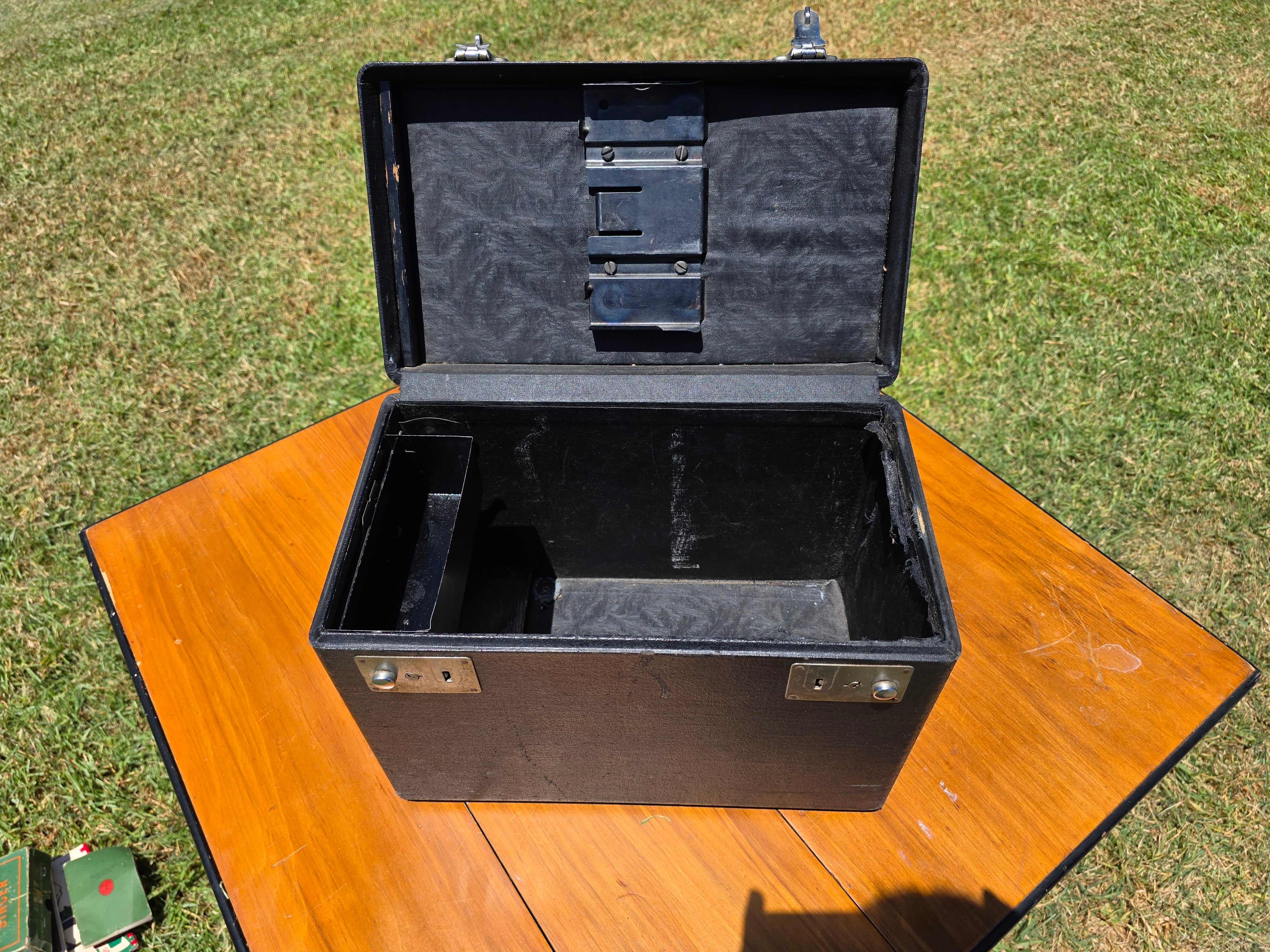 1948 Singer 221 Featherweight Sewing Machine Table Combo Set Case Box Black