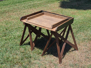 Farmers Sawhorse Display Market Table Antique Primitive Wood Tray Vegetables