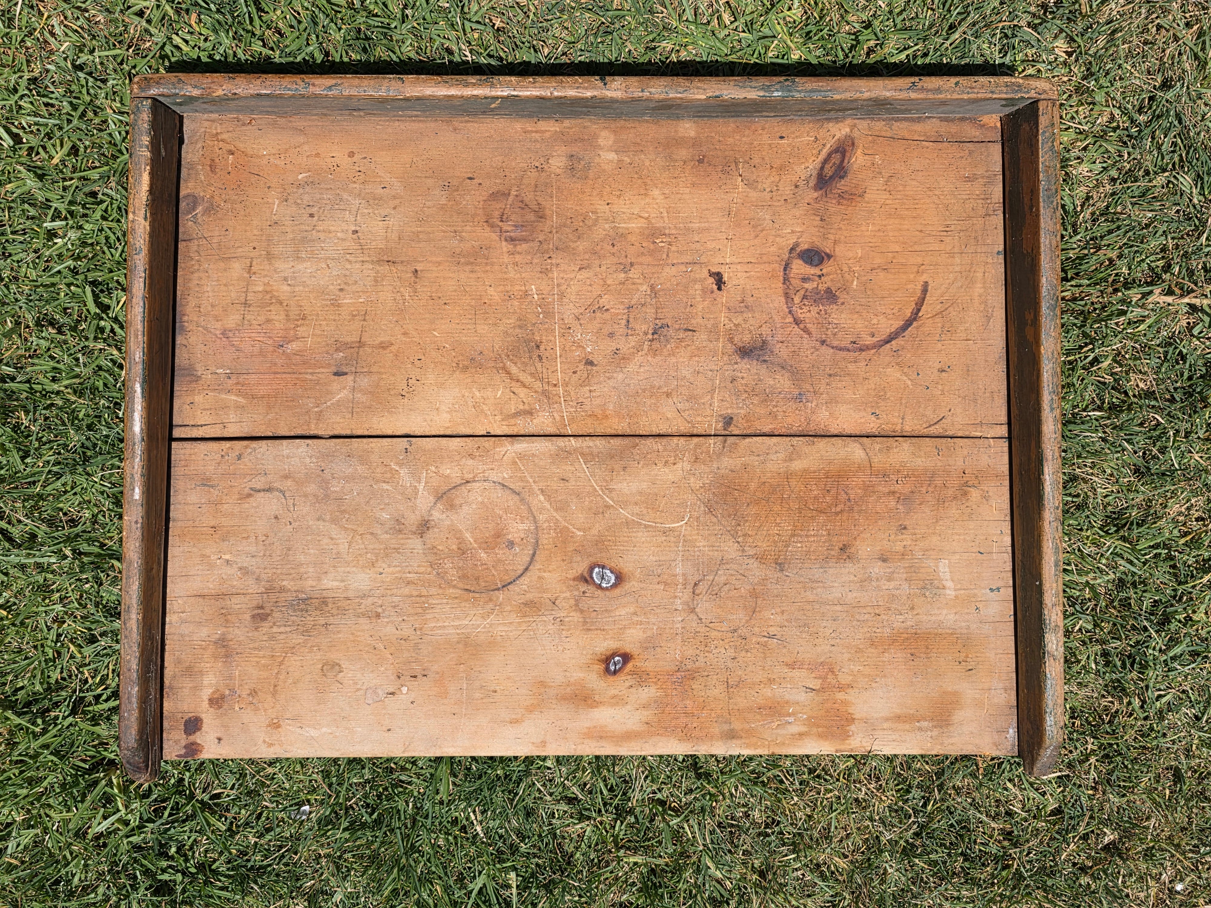 Farmers Sawhorse Display Market Table Antique Primitive Wood Tray Vegetables