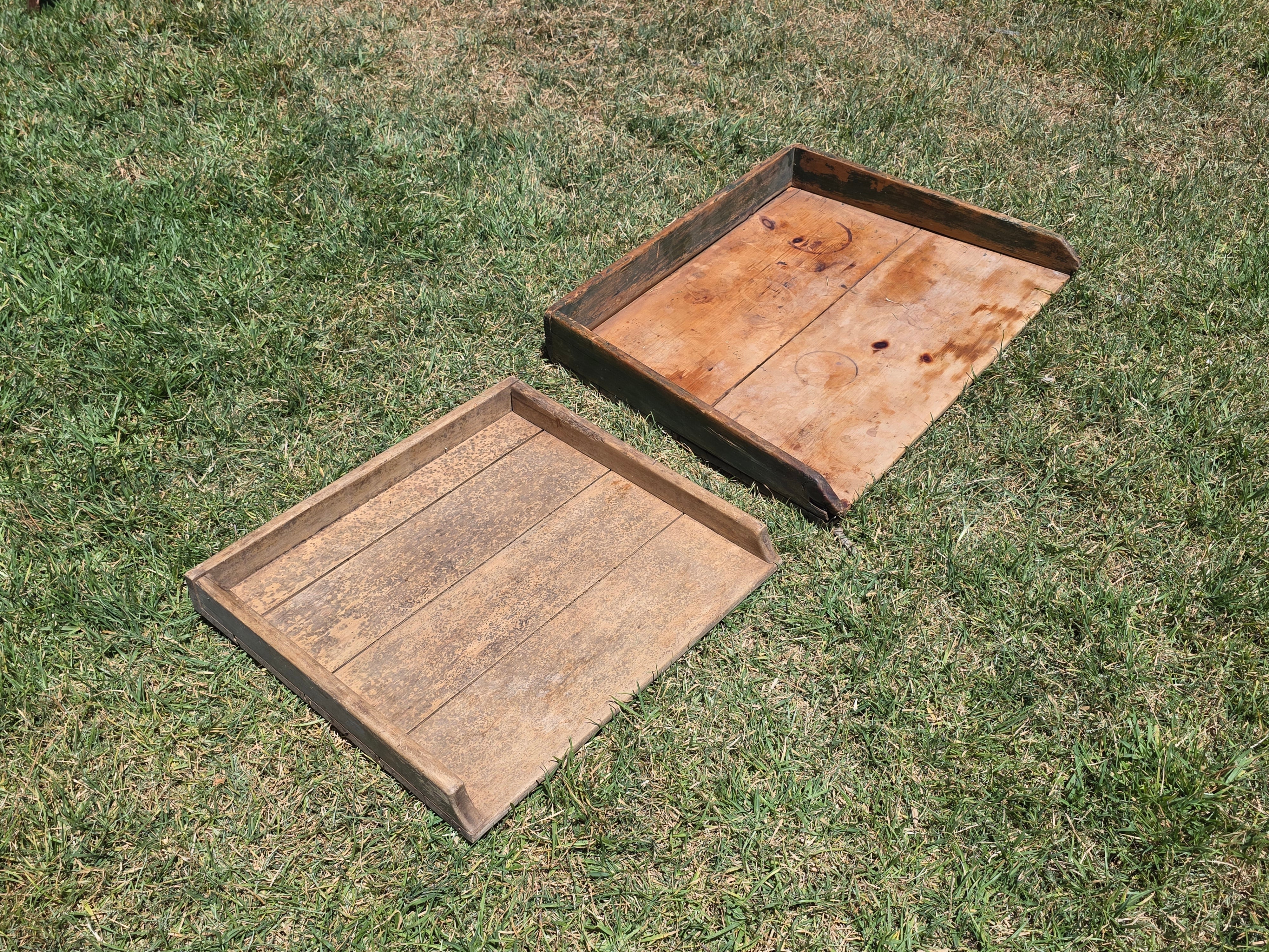 Farmers Sawhorse Display Market Table Antique Primitive Wood Tray Vegetables