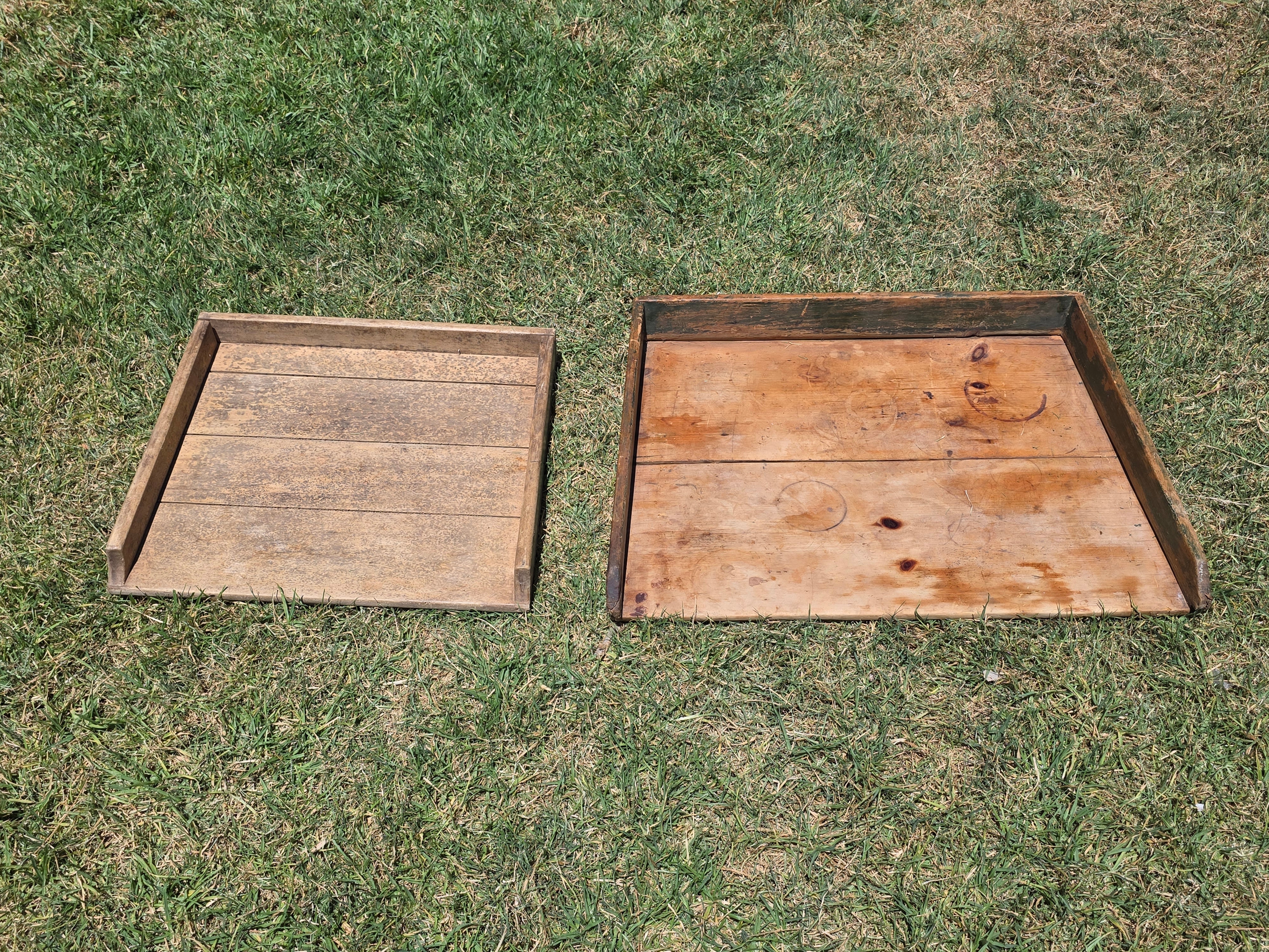 Farmers Sawhorse Display Market Table Antique Primitive Wood Tray Vegetables