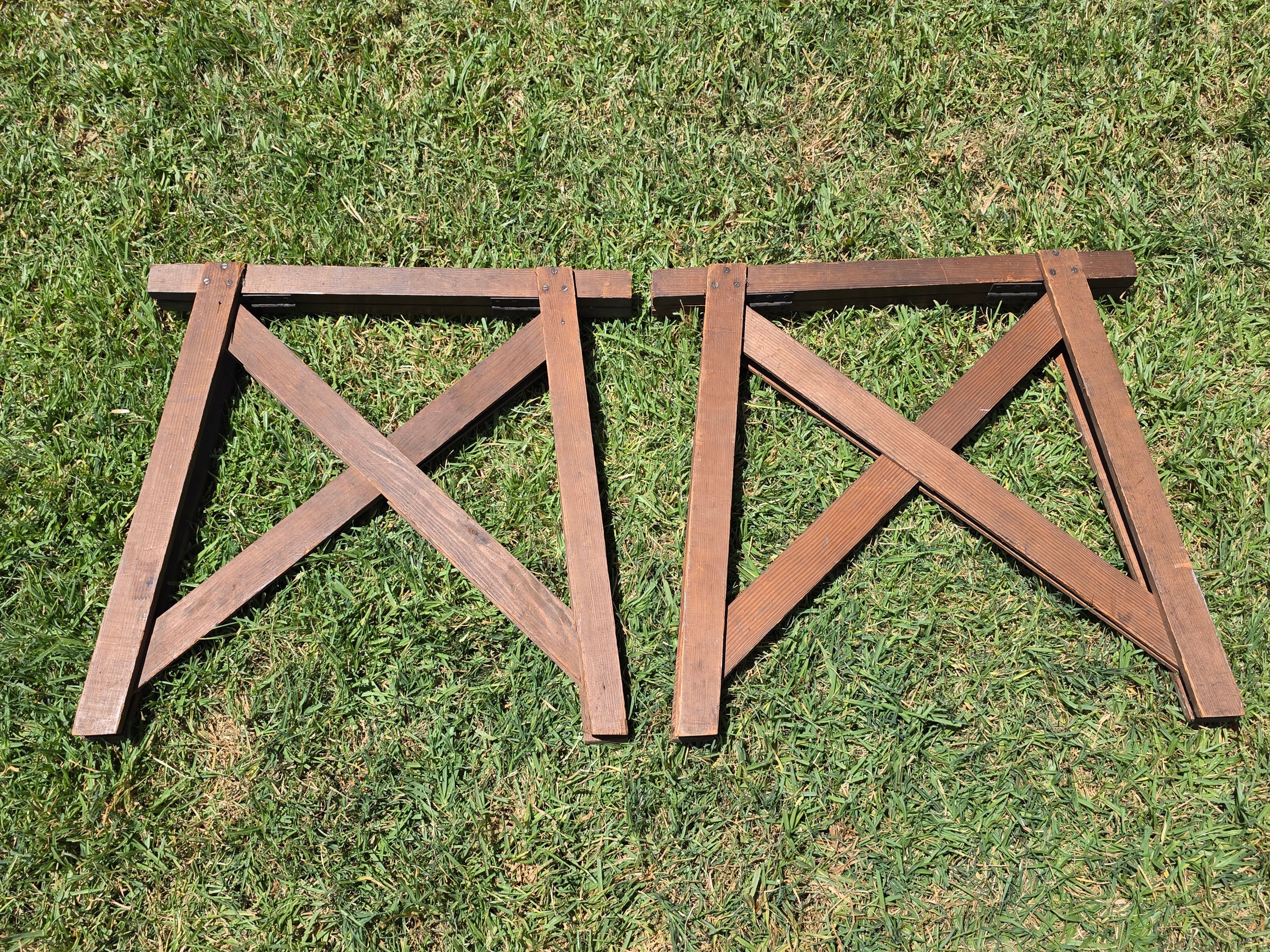 Farmers Sawhorse Display Market Table Antique Primitive Wood Tray Vegetables