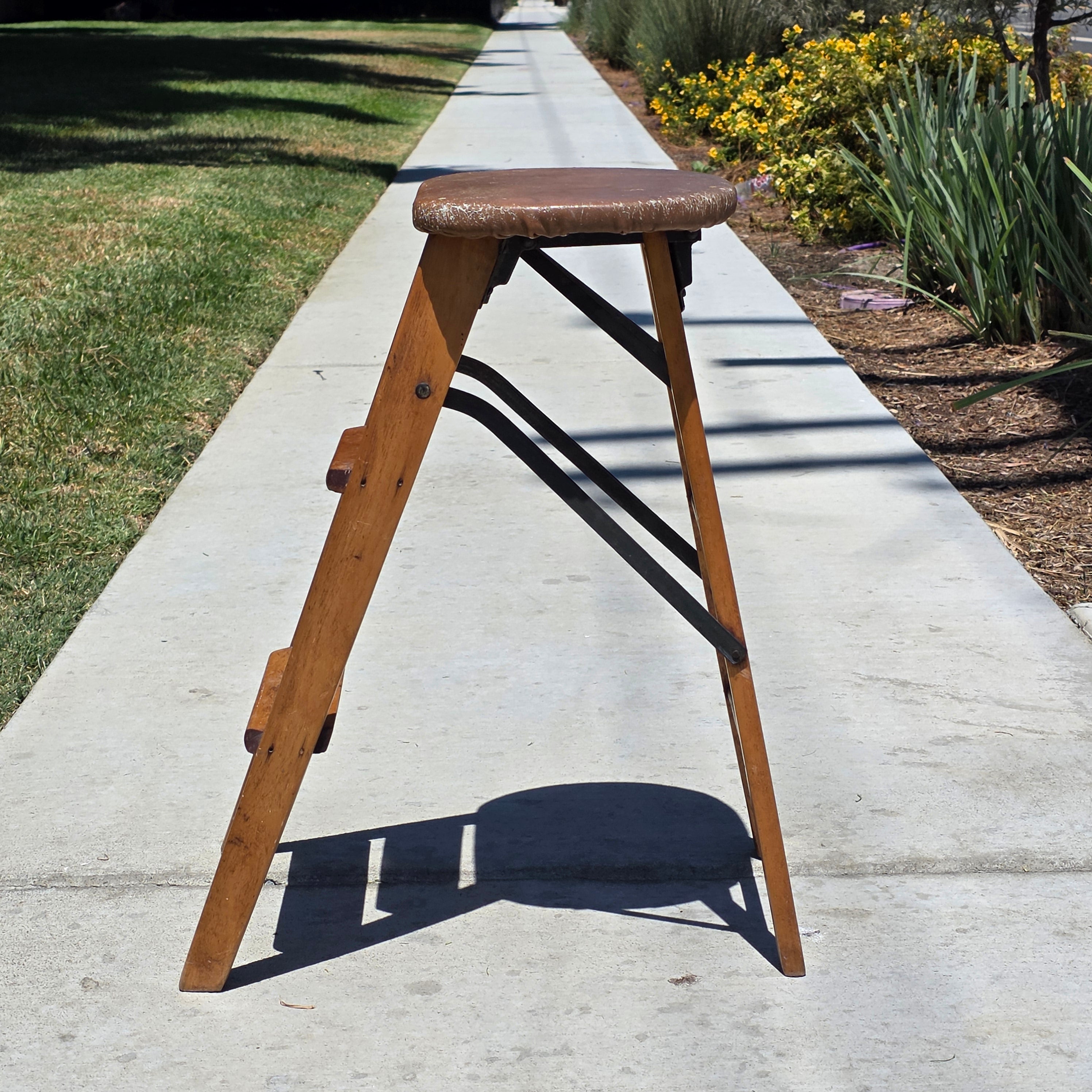 Antique CRAKERJAC Wood Step Ladder Stool Sterling Woodenware Folding