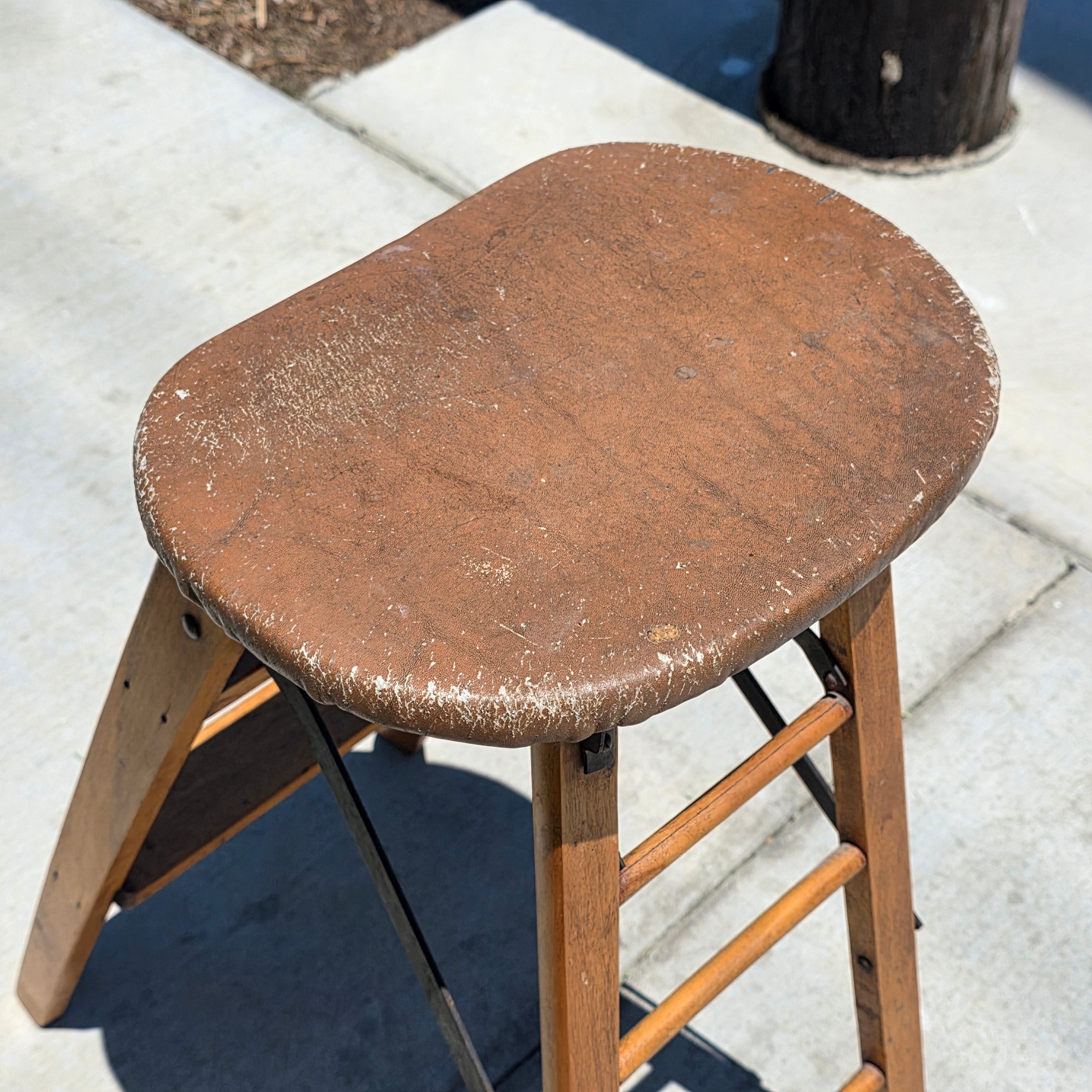Antique CRAKERJAC Wood Step Ladder Stool Sterling Woodenware Folding
