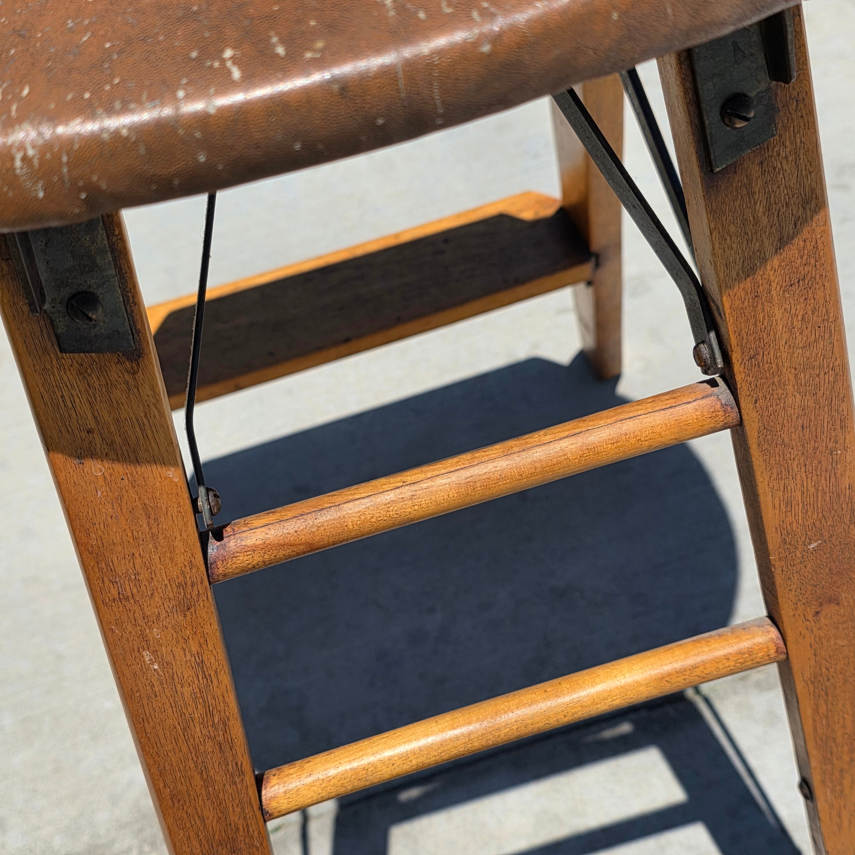 Antique CRAKERJAC Wood Step Ladder Stool Sterling Woodenware Folding
