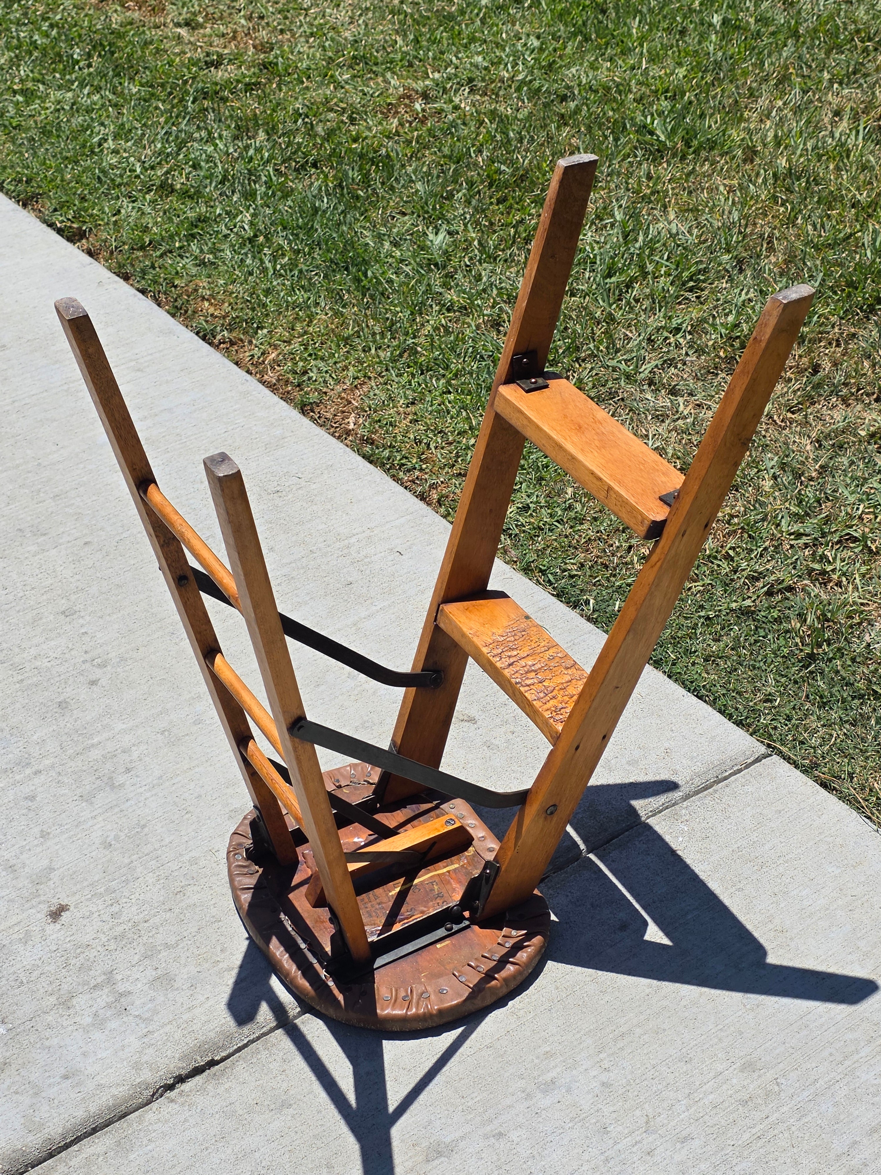 Antique CRAKERJAC Wood Step Ladder Stool Sterling Woodenware Folding