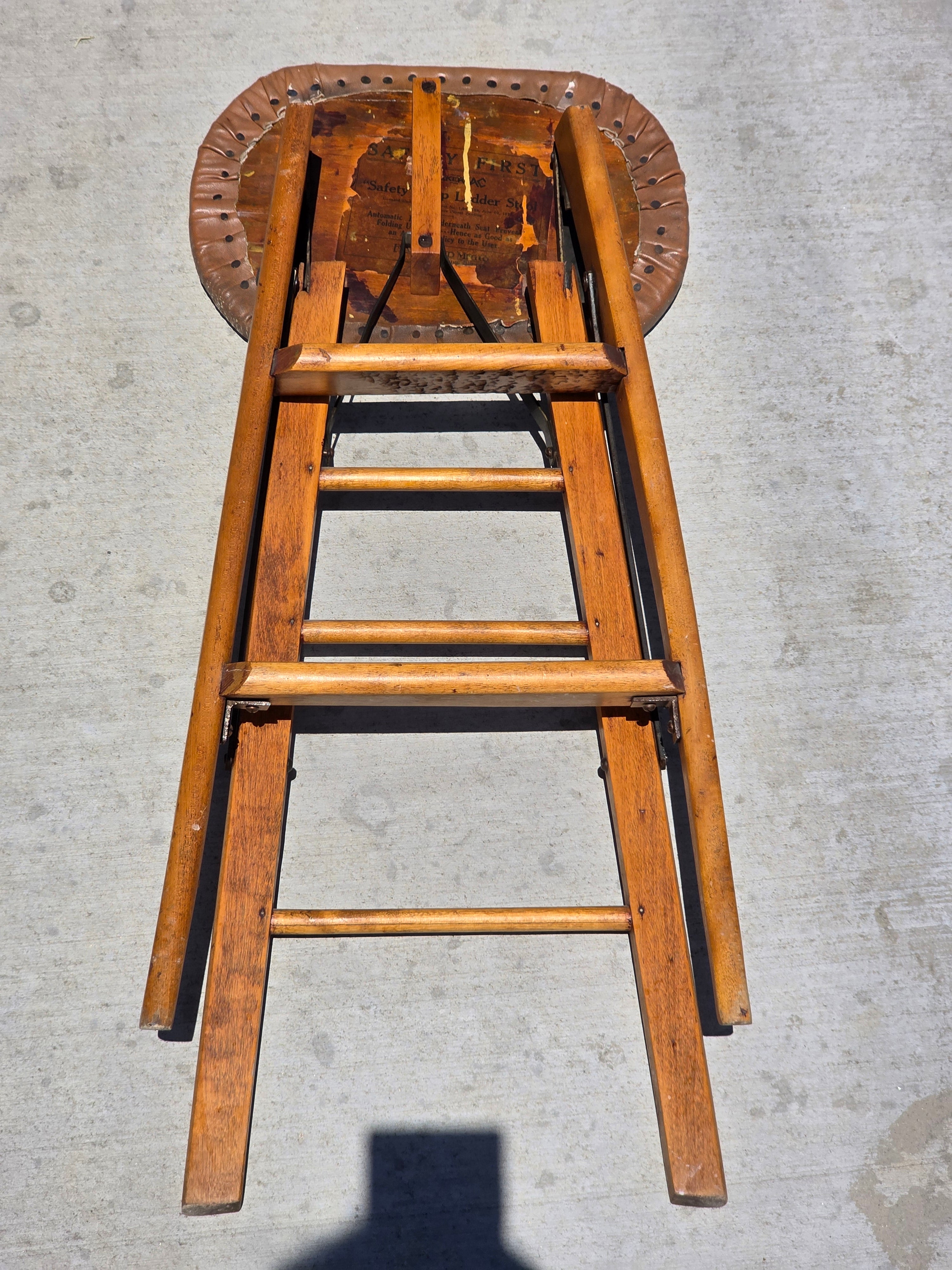 Antique CRAKERJAC Wood Step Ladder Stool Sterling Woodenware Folding