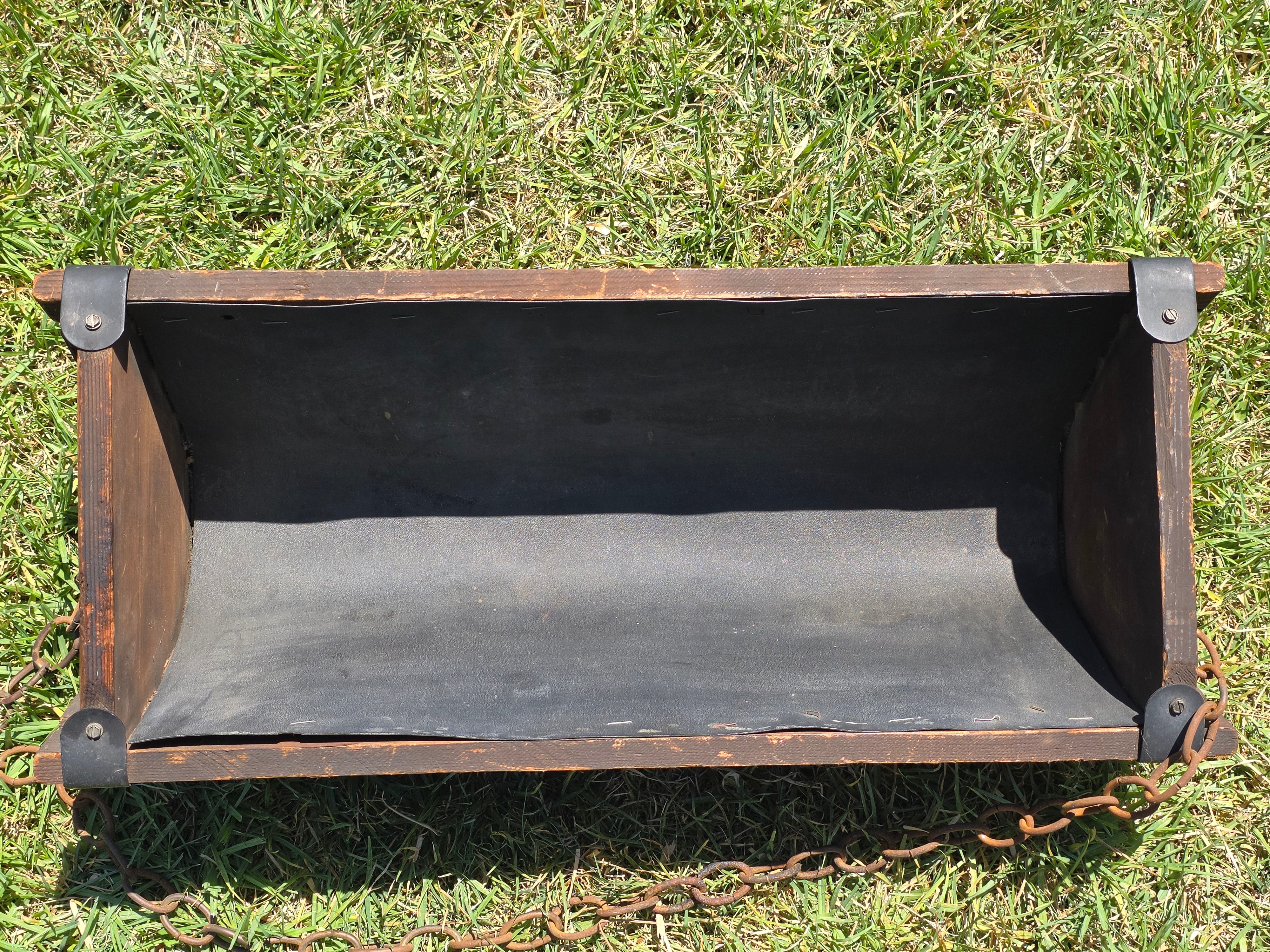 Vintage Rustic Wood Slat Hanging Planter Trough Barrel Basket Farmhouse Garden