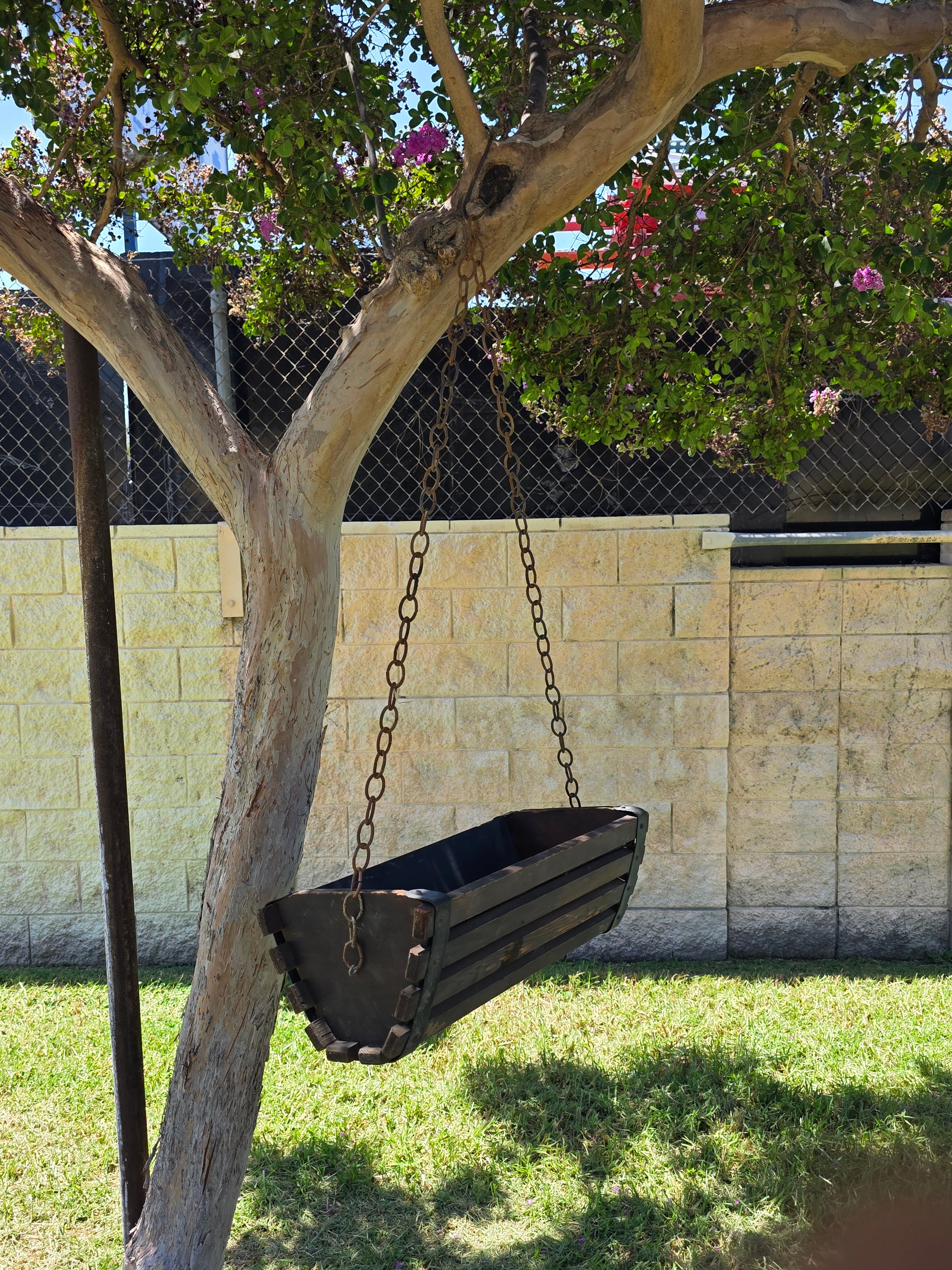 Vintage Rustic Wood Slat Hanging Planter Trough Barrel Basket Farmhouse Garden