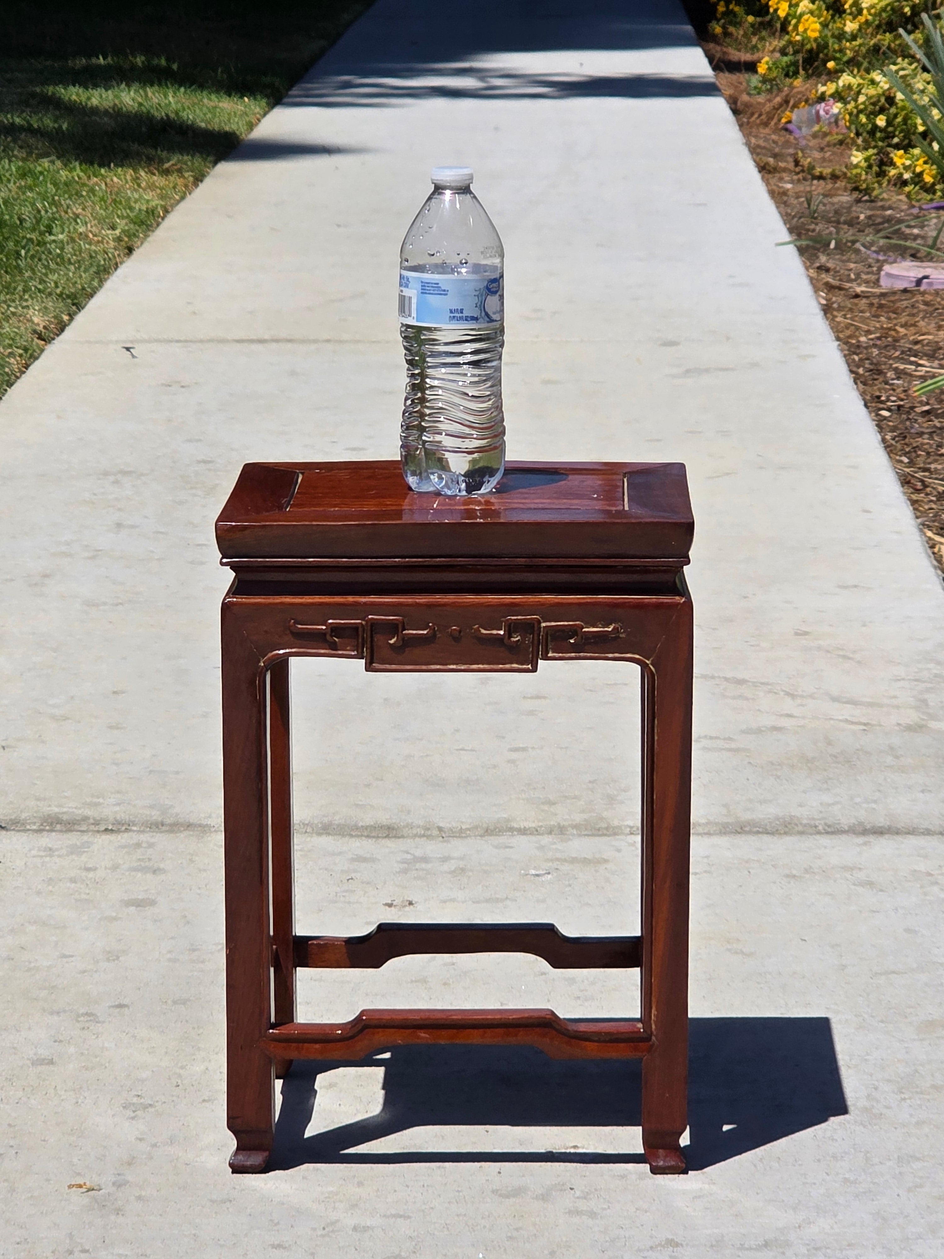 Vintage Chinese Rosewood Plant Stand Wooden Vase Pedestal Bonsai Table 16.5"H