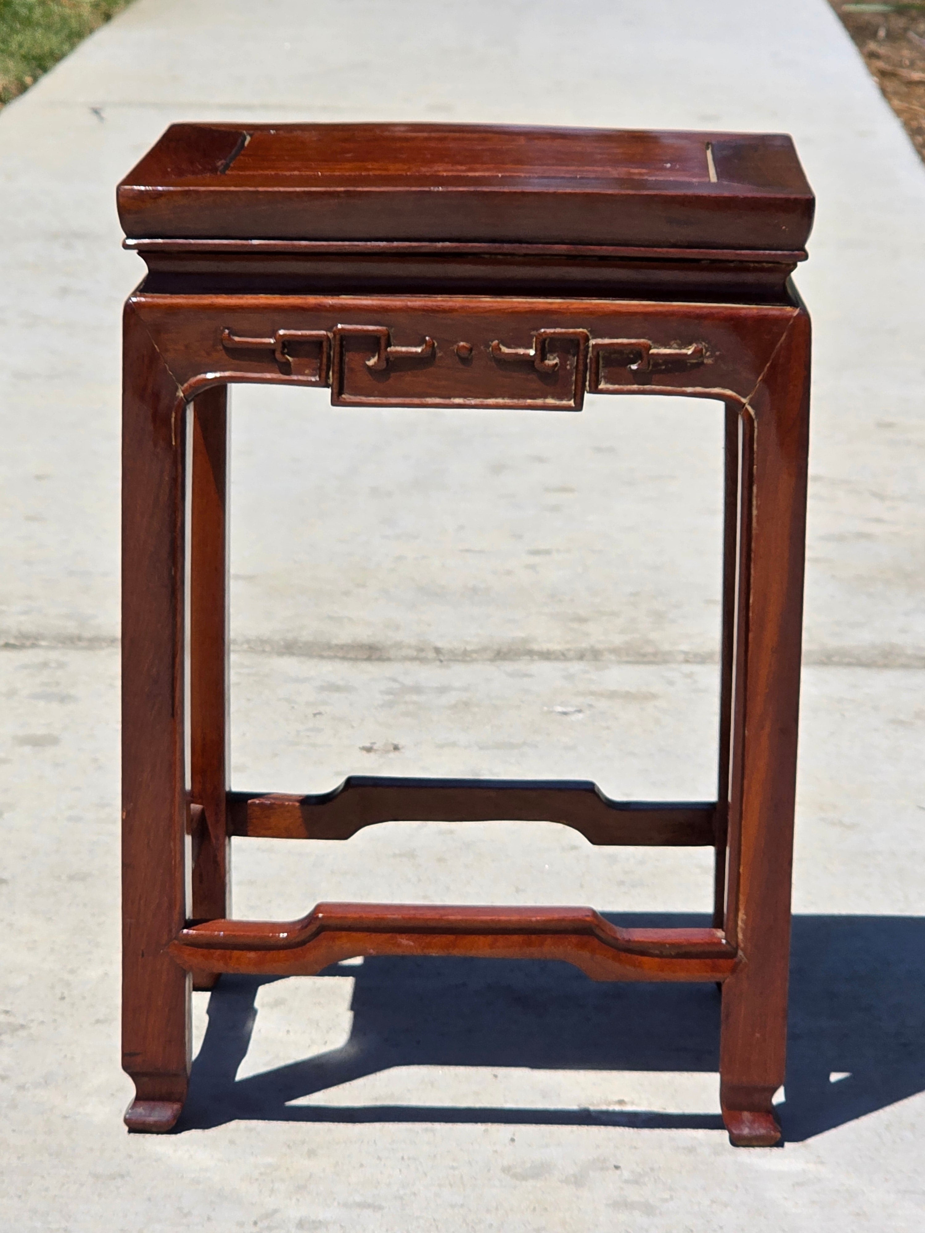 Vintage Chinese Rosewood Plant Stand Wooden Vase Pedestal Bonsai Table 16.5"H