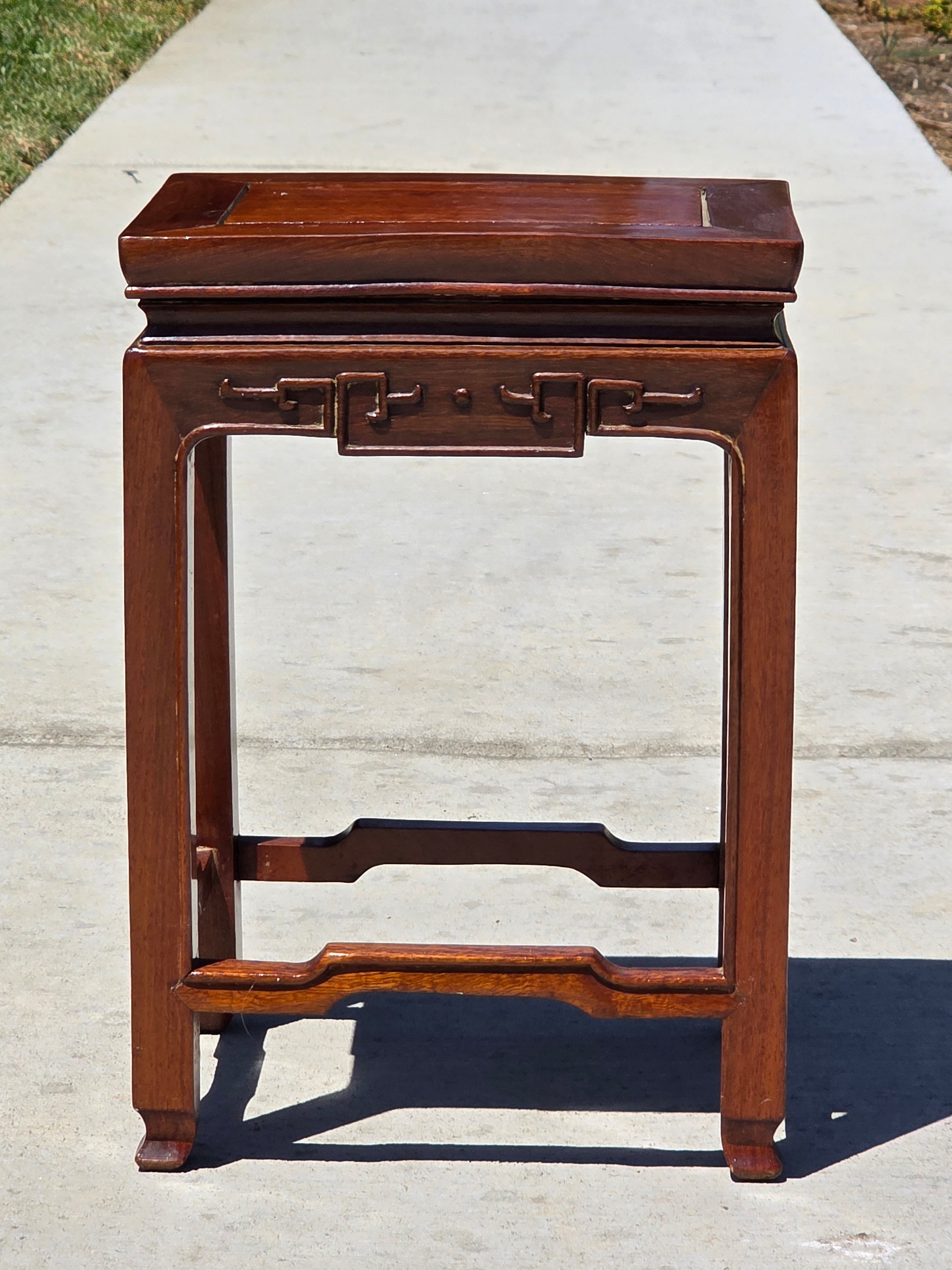 Vintage Chinese Rosewood Plant Stand Wooden Vase Pedestal Bonsai Table 16.5"H
