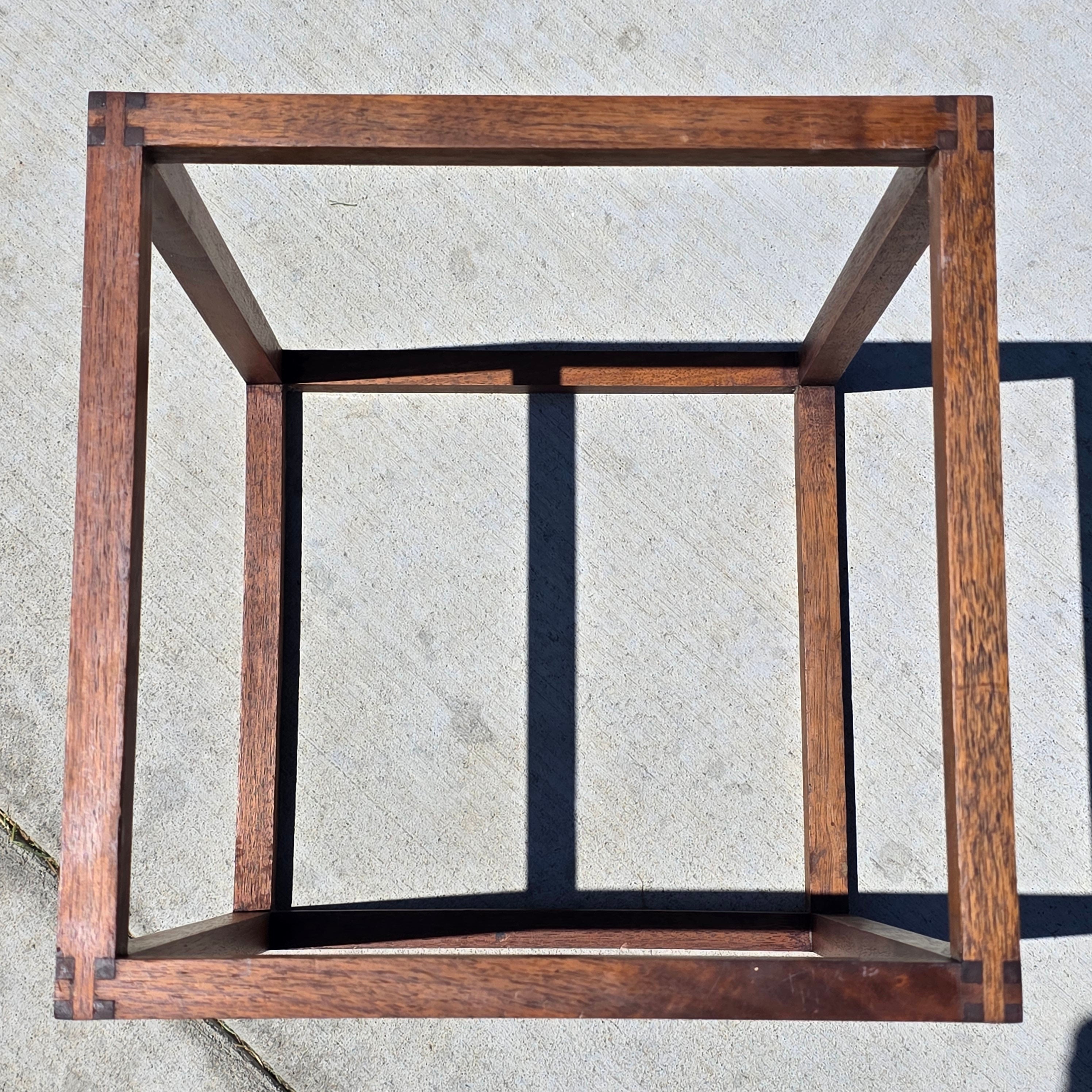 Vintage Mid Century Modern Marble Wood Cube End Table Square Side Table 12 x 12