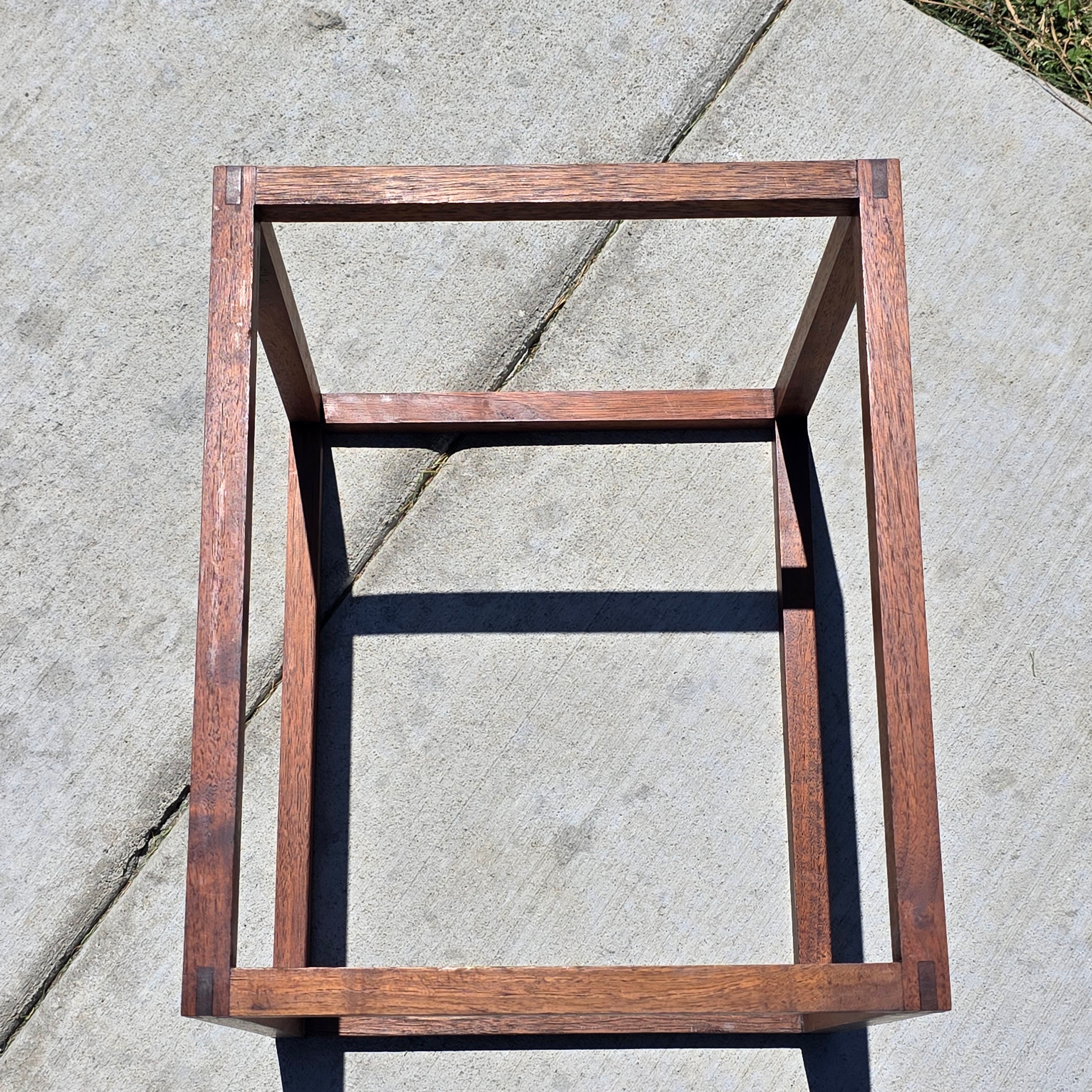 Vintage Mid Century Modern Marble Wood Cube End Table Square Side Table 12 x 12